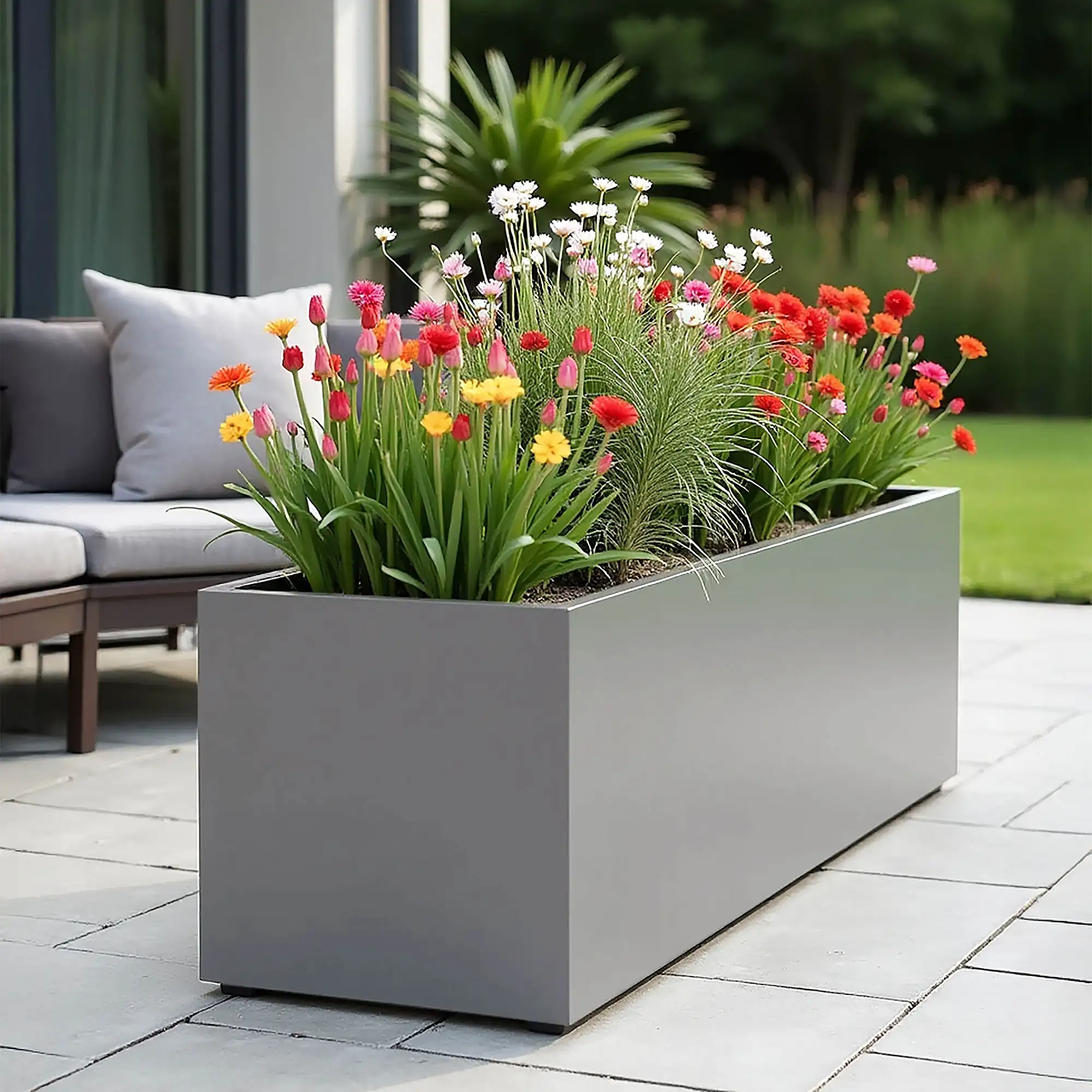 IDEALIST Lite Contemporary Light Concrete Trough Planter