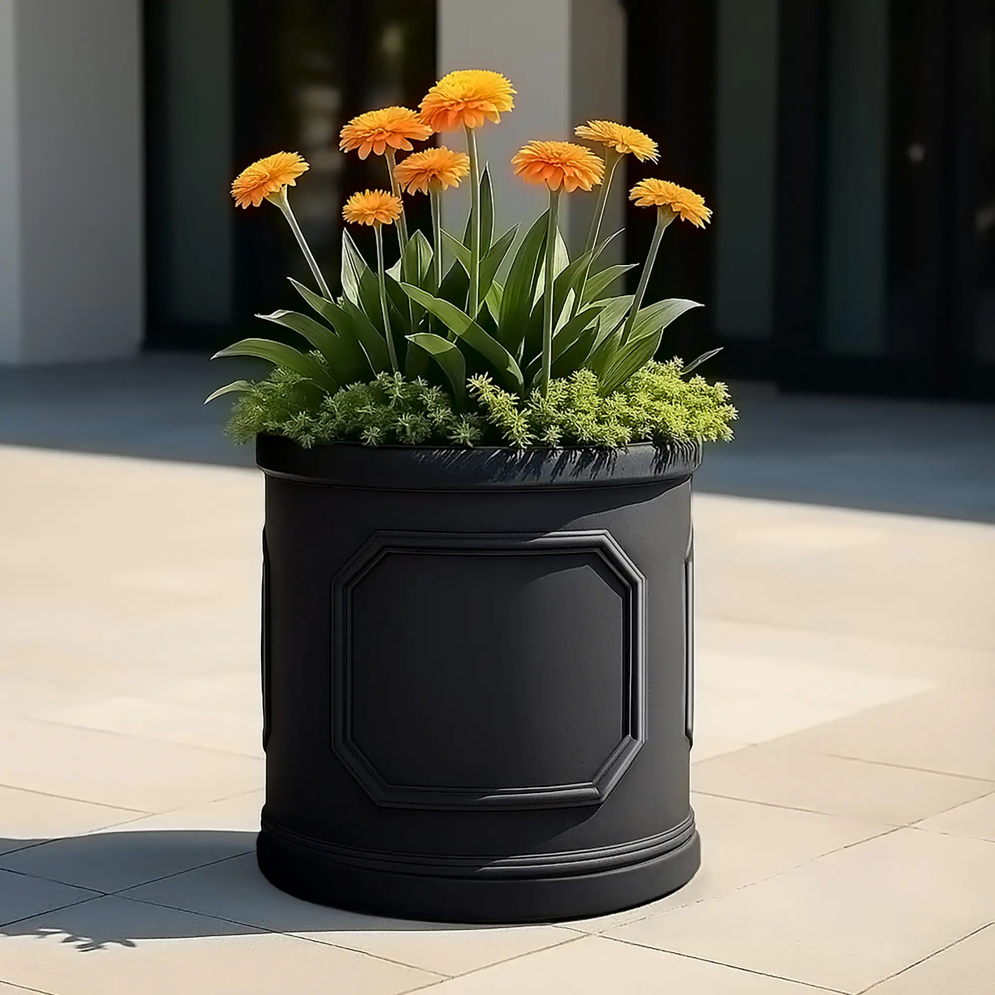 IDEALIST Chelsea Light Concrete Cylinder Garden Planter