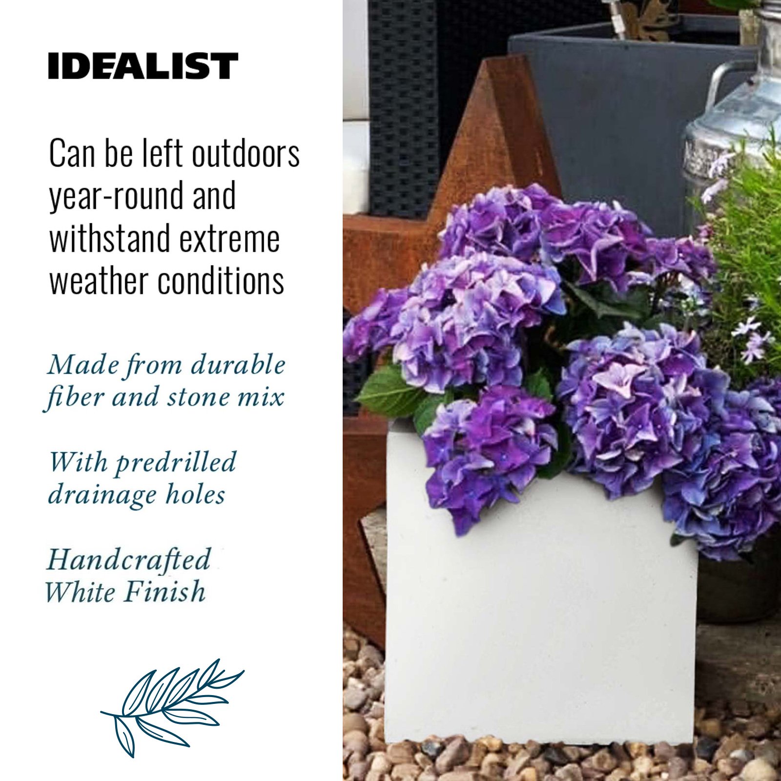 IDEALIST Lite Square Box Contemporary Light Concrete Planter