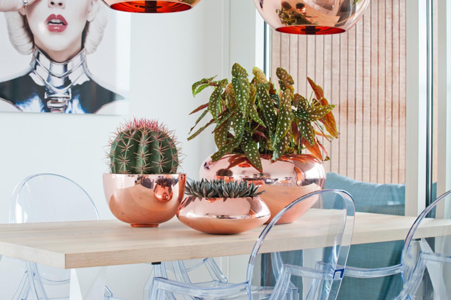 Round Fiberstone Bowl Glossy Tara Planter by Idealist Premium