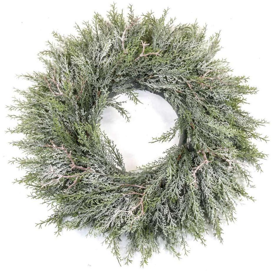 Pine Wreath With Frost Artificial Branch Plant