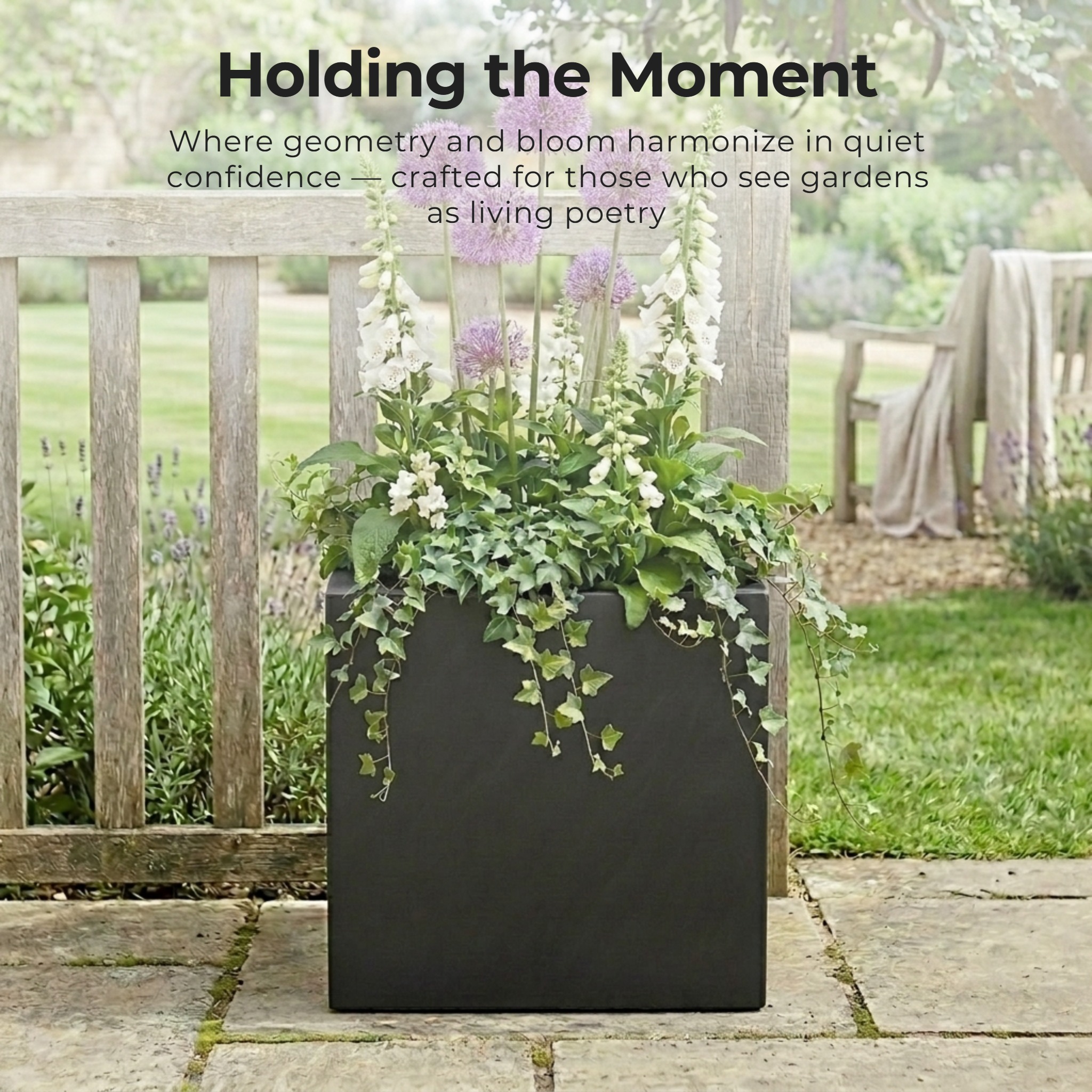 IDEALIST Lite Square Box Contemporary Light Concrete Planter Set
