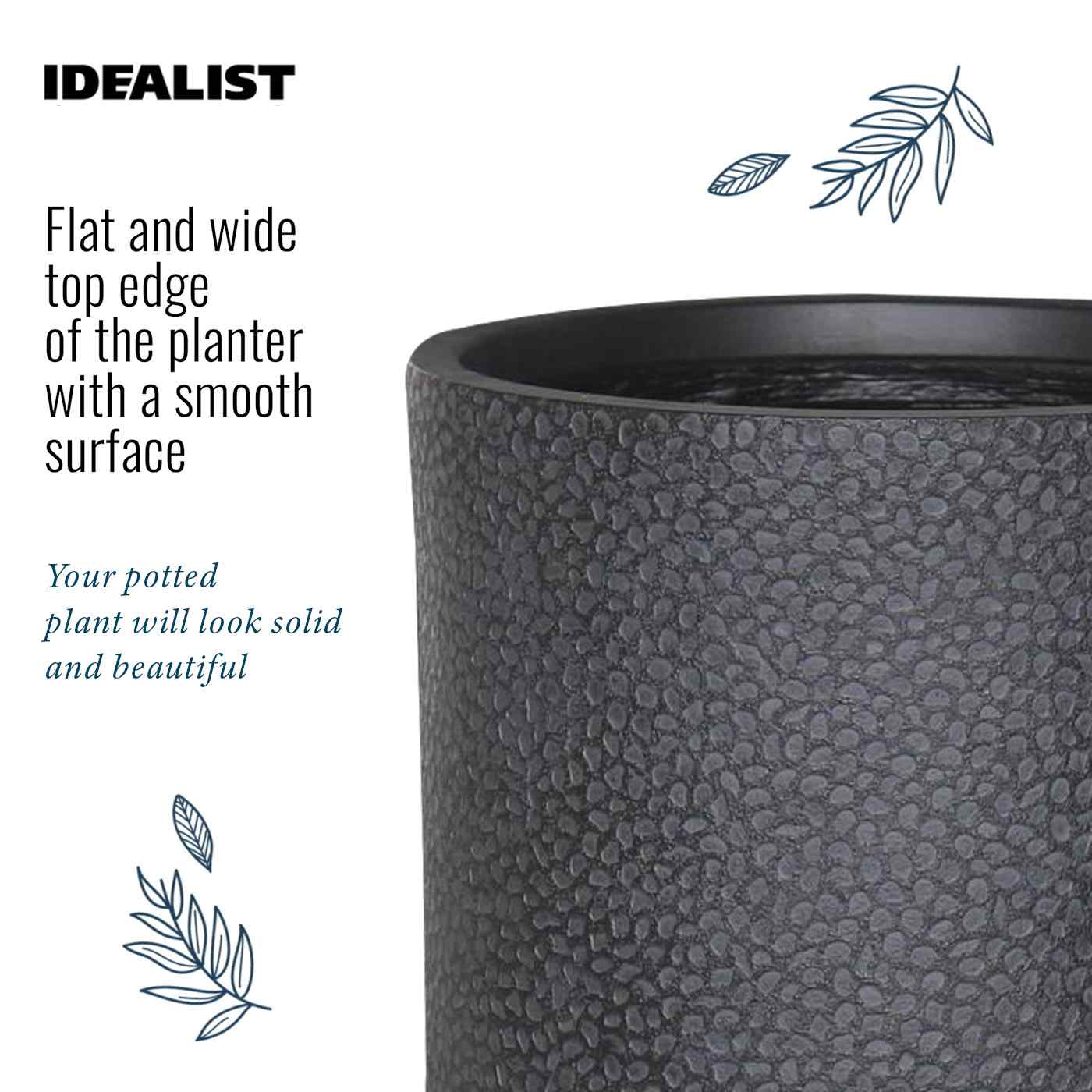 IDEALIST Lite Hammered Stone Cylinder Outdoor Planter