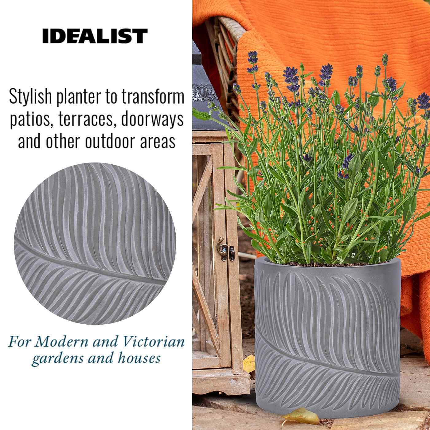 IDEALIST Lite Leaf Embossed Round Planter