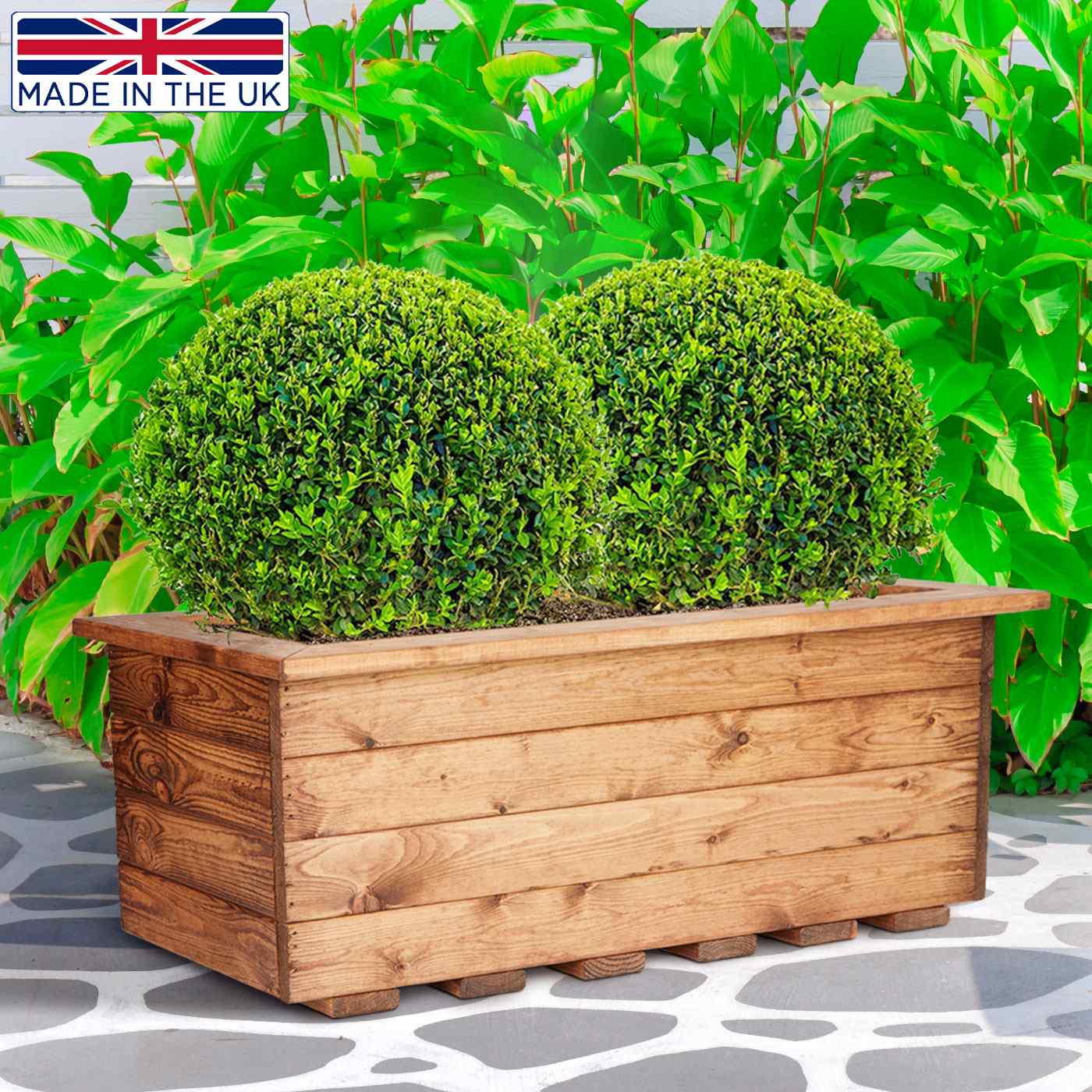 Rustic Scandinavian Redwood Trough Outdoor Planter Made in UK by HORTICO