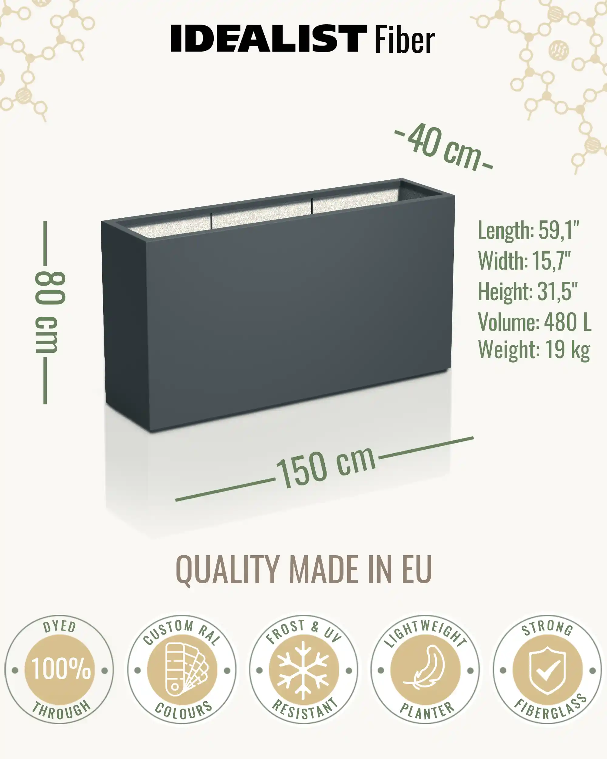 AXIS Trough Outdoor Fiberglass Planter