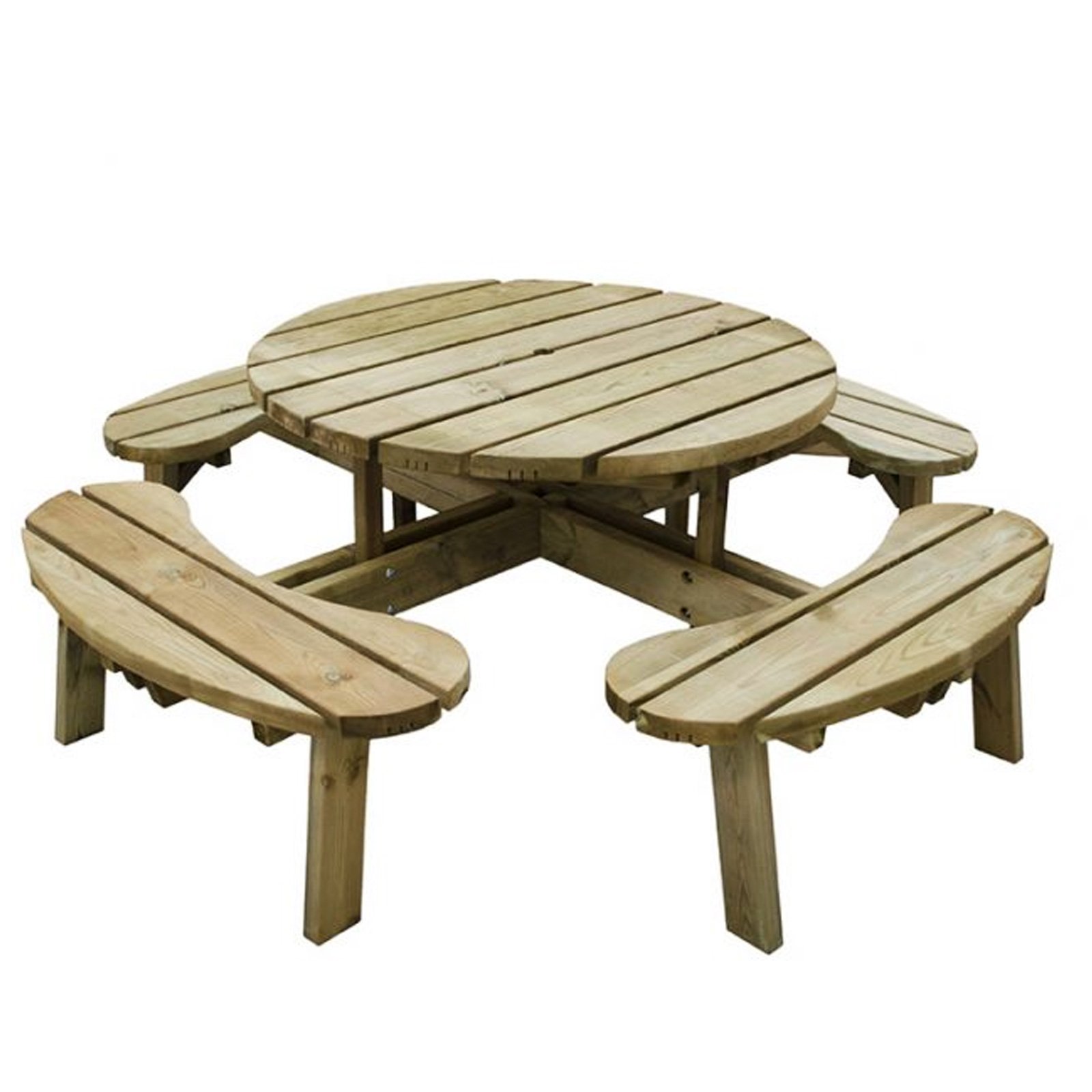 Outdoor Wooden Round Picnic Table by Forest Garden