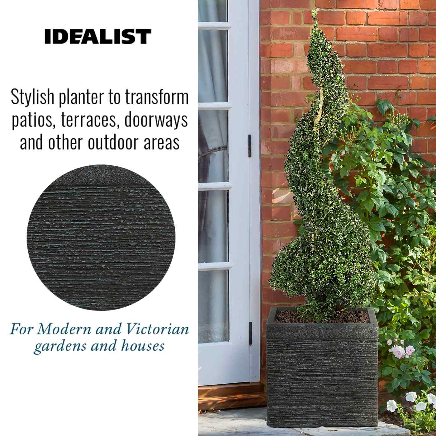 IDEALIST Lite Ribbed Light Concrete Square Planter