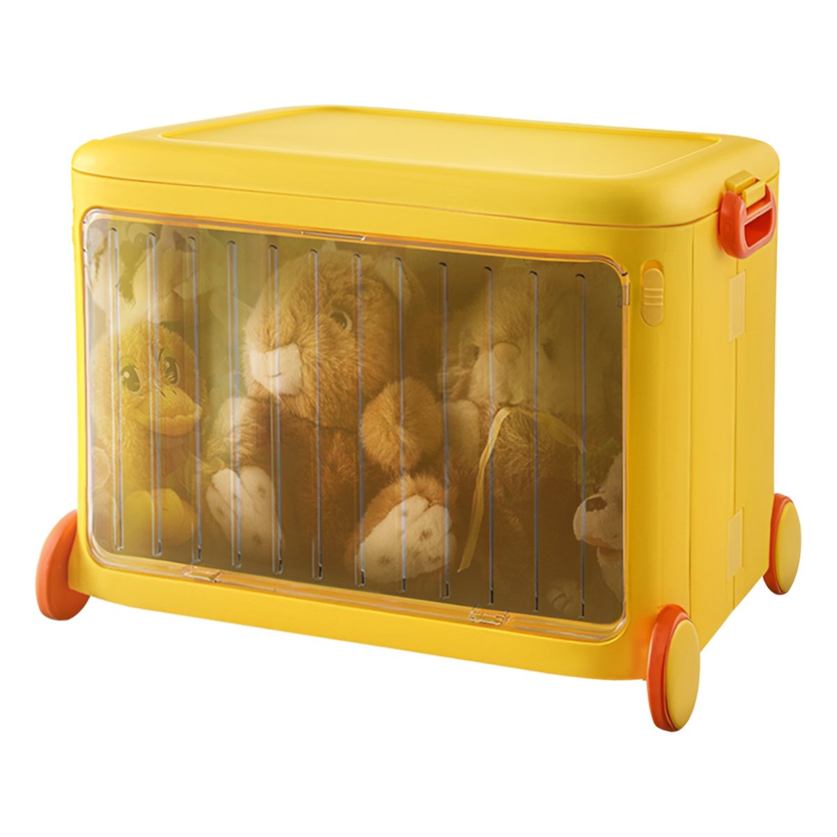 Froppi Stackable Plastic Kids Toy Storage Box with Lid, Transparent Door and Wheels