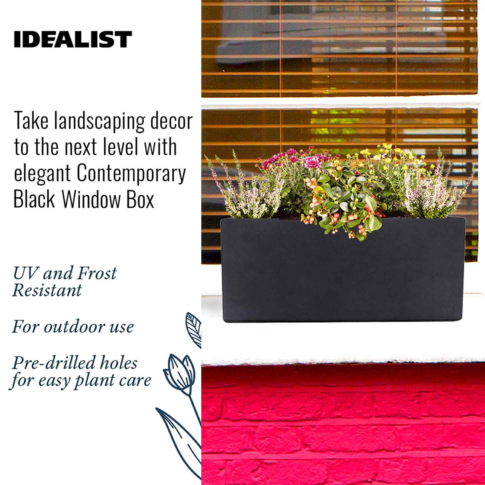 IDEALIST Lite Window Box Light Concrete Planter