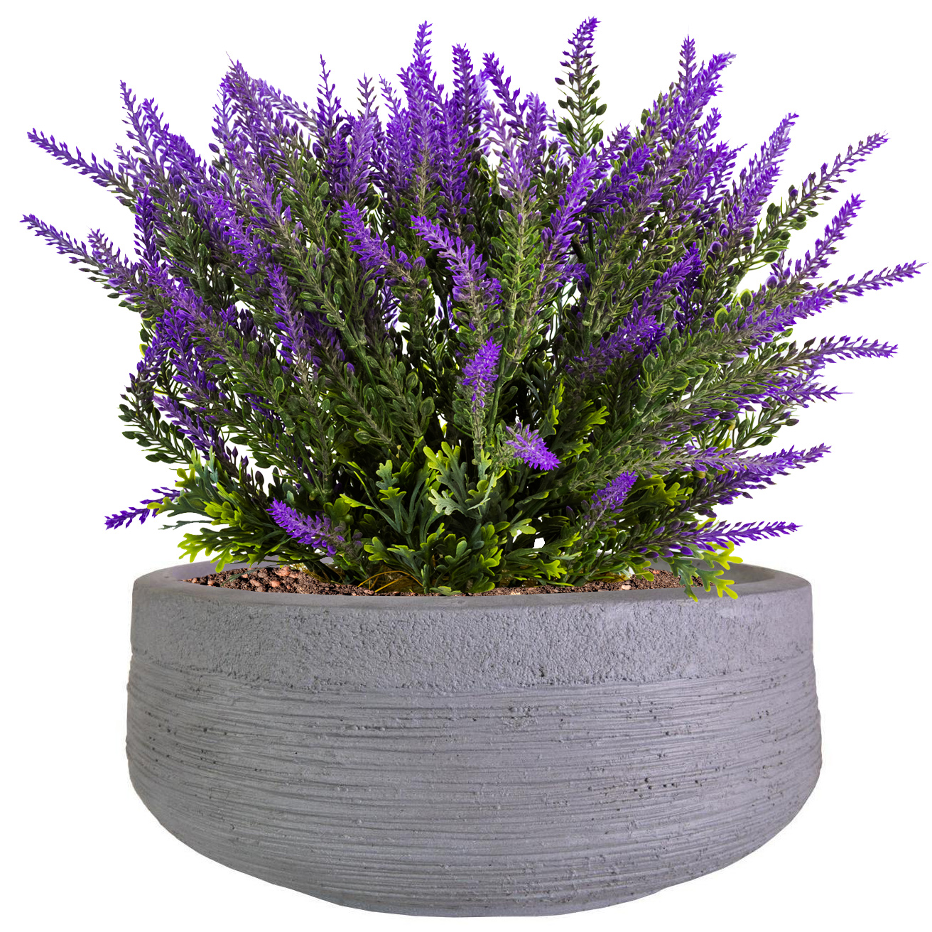 IDEALIST Lite Ribbed Light Concrete Bowl Planter