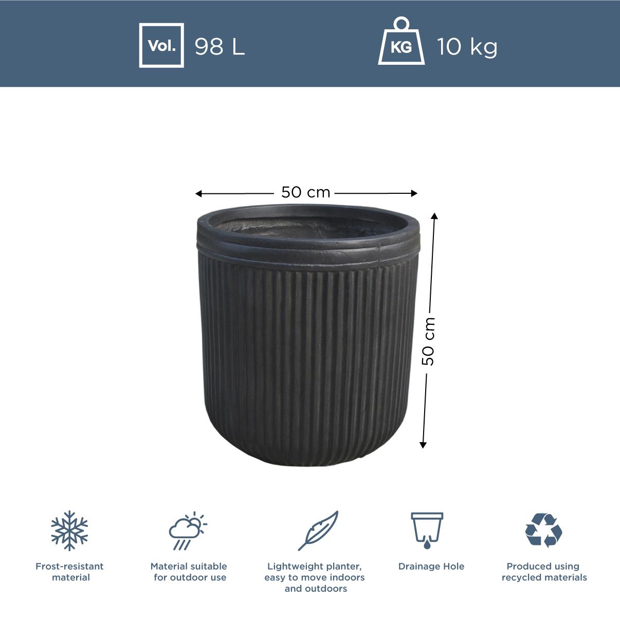 IDEALIST Lite Vertical Ribbed Vintage Style Round Planter