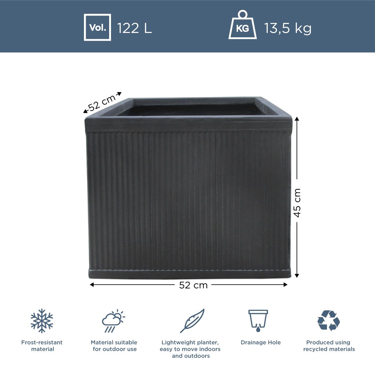 IDEALIST Lite Vertical Ribbed Vintage Style Square Planter
