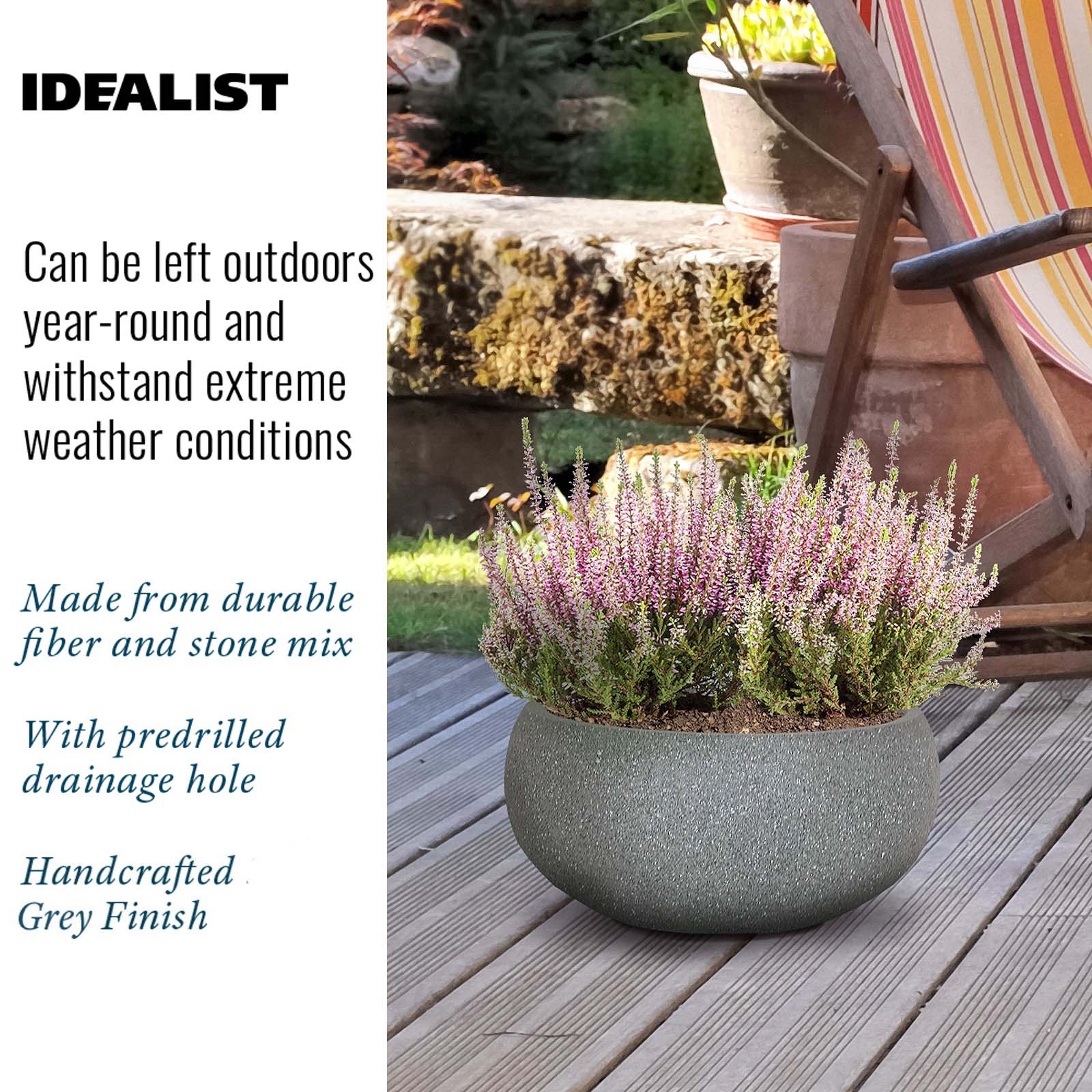 IDEALIST Lite Textured Concrete Effect Bowl Outdoor Planter