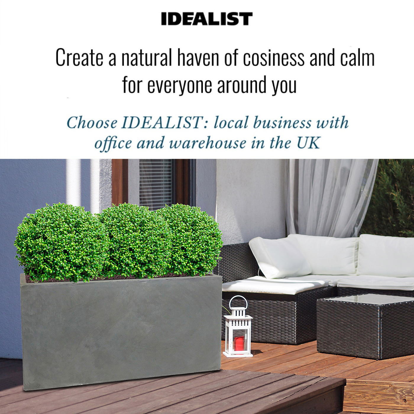 IDEALIST Lite Contemporary Light Concrete High Trough Planter