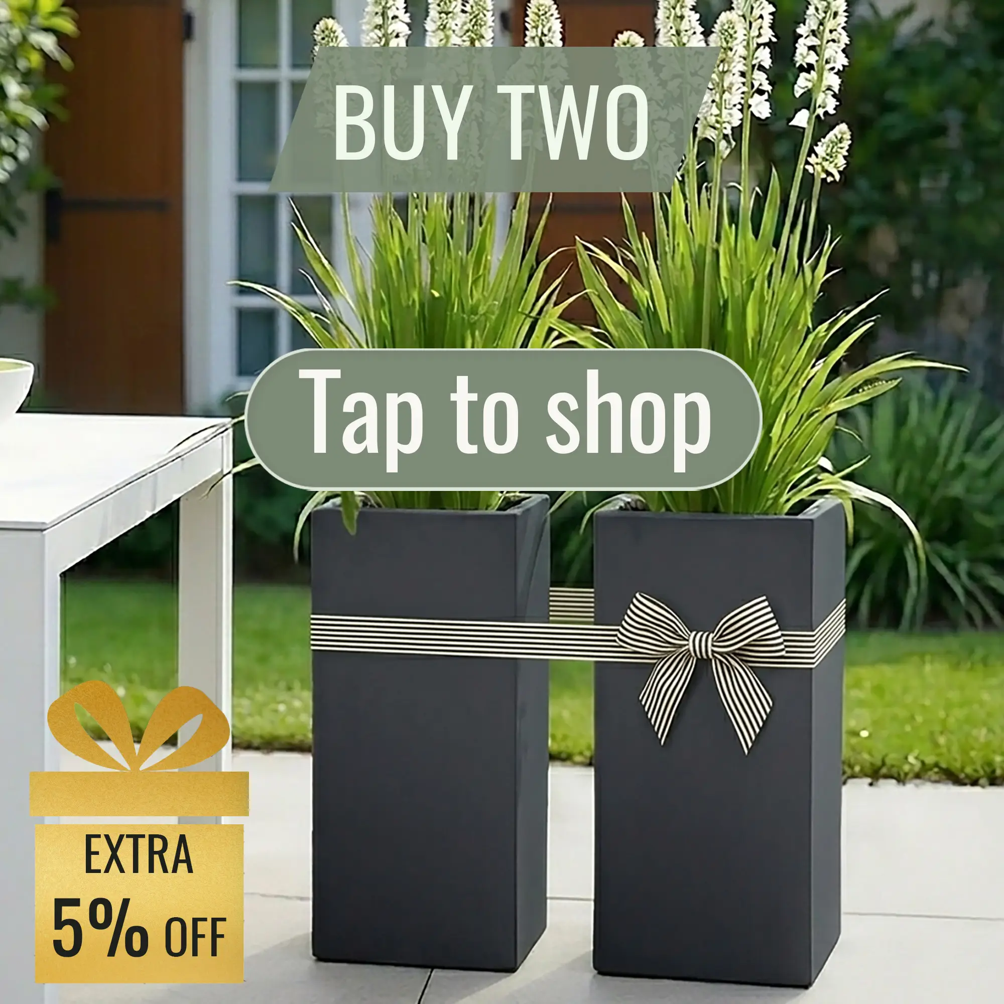 IDEALIST Lite Tall Square Contemporary Light Concrete Planter