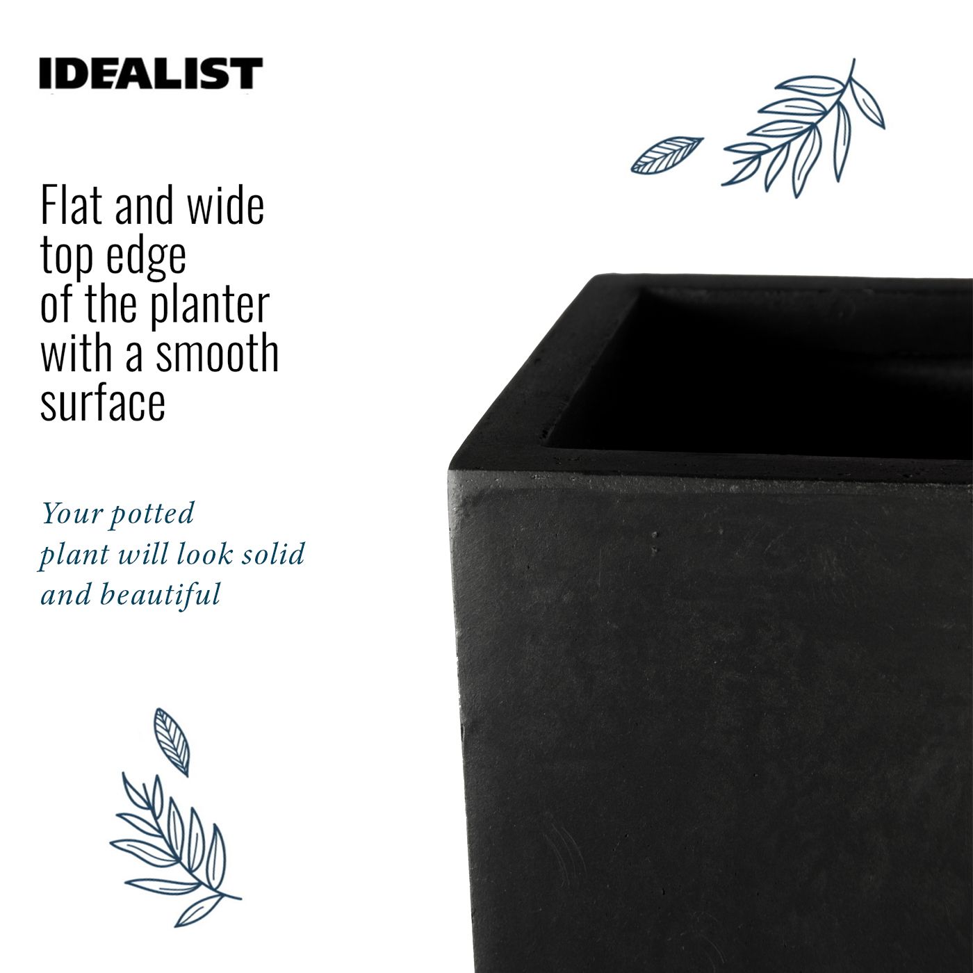 IDEALIST Lite Tall Square Contemporary Light Concrete Planter