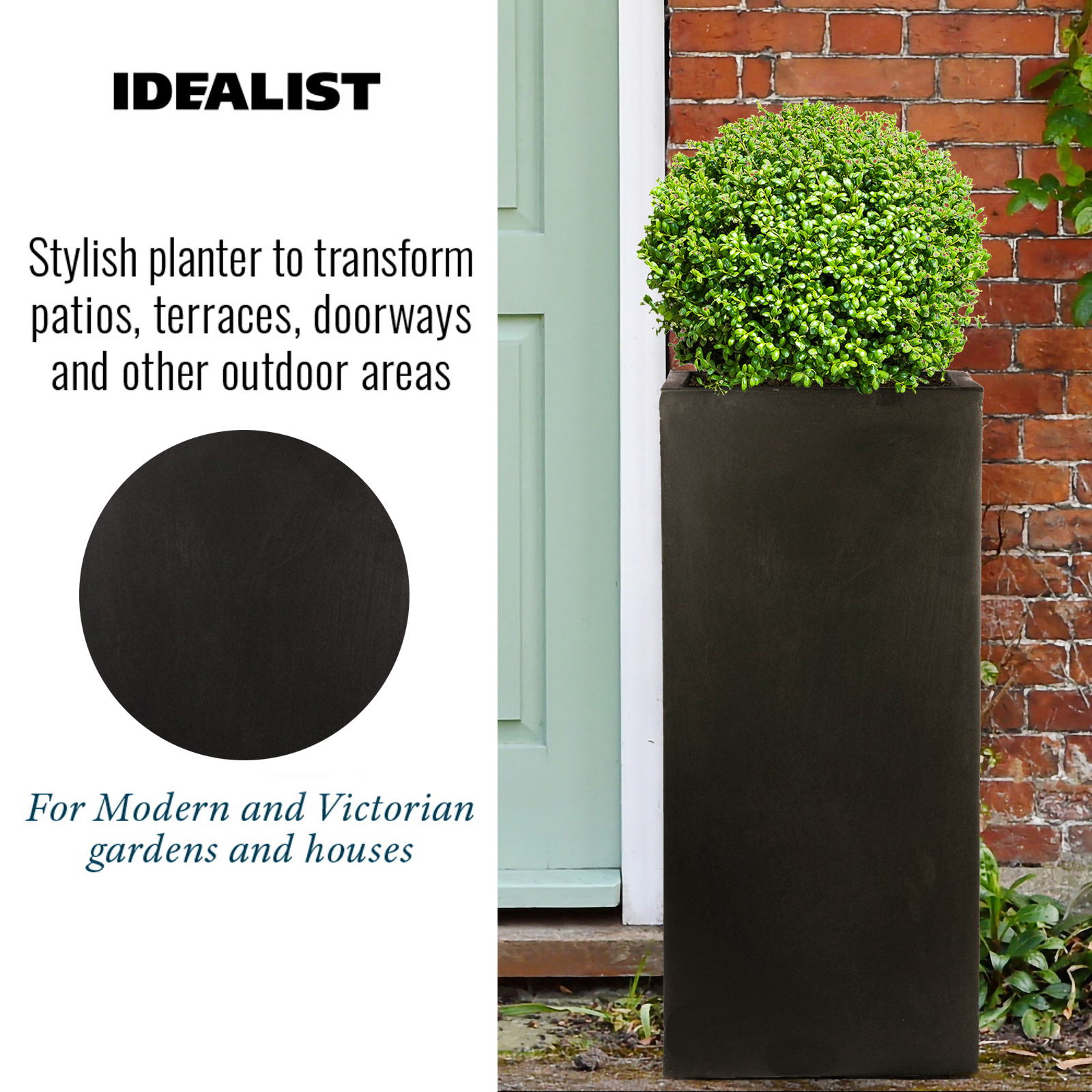 IDEALIST Lite Tall Square Contemporary Light Concrete Planter