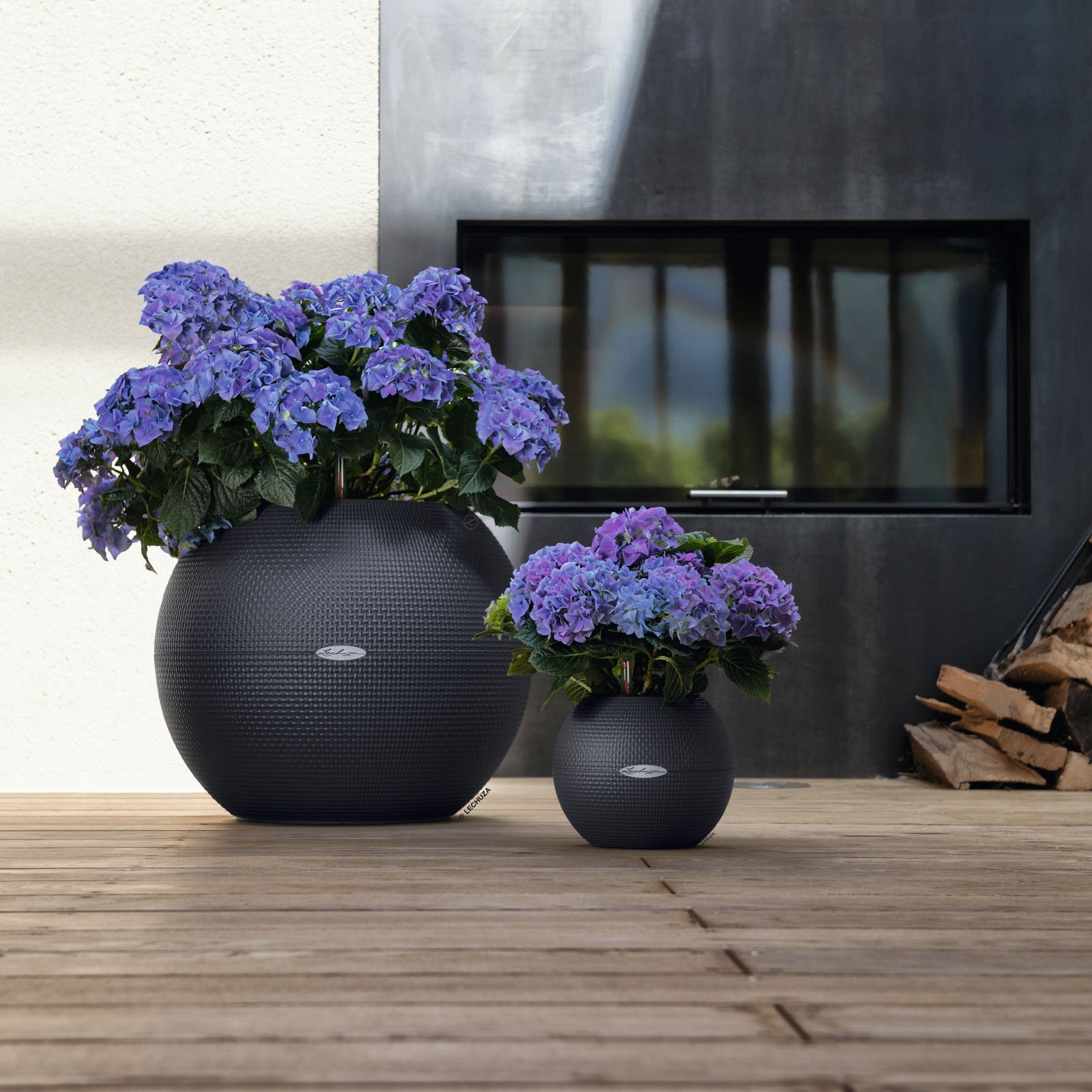 LECHUZA PURO Color Round Poly Resin Self-watering Planter