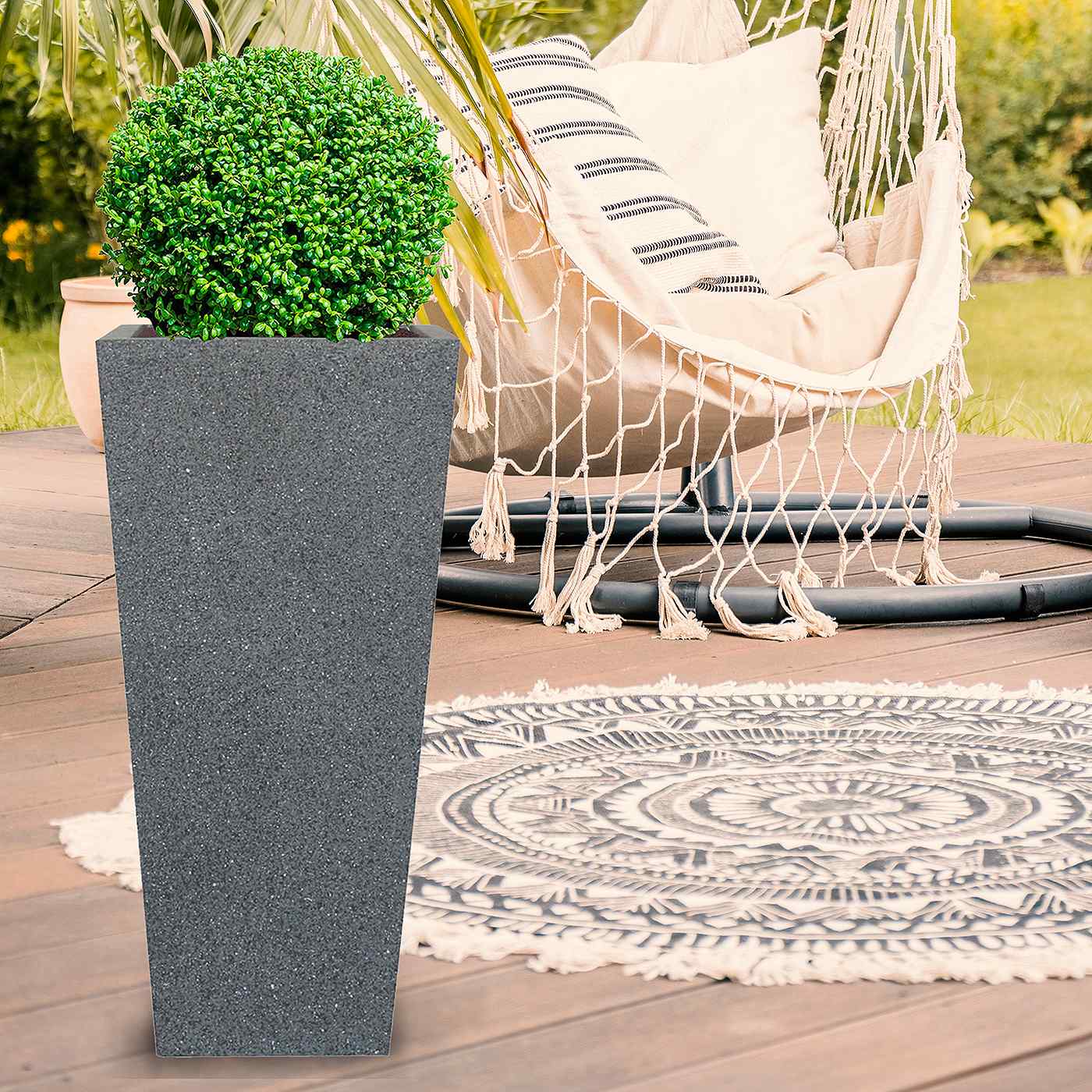 IDEALIST Lite Textured Concrete Effect Tall Tapered Outdoor Planter