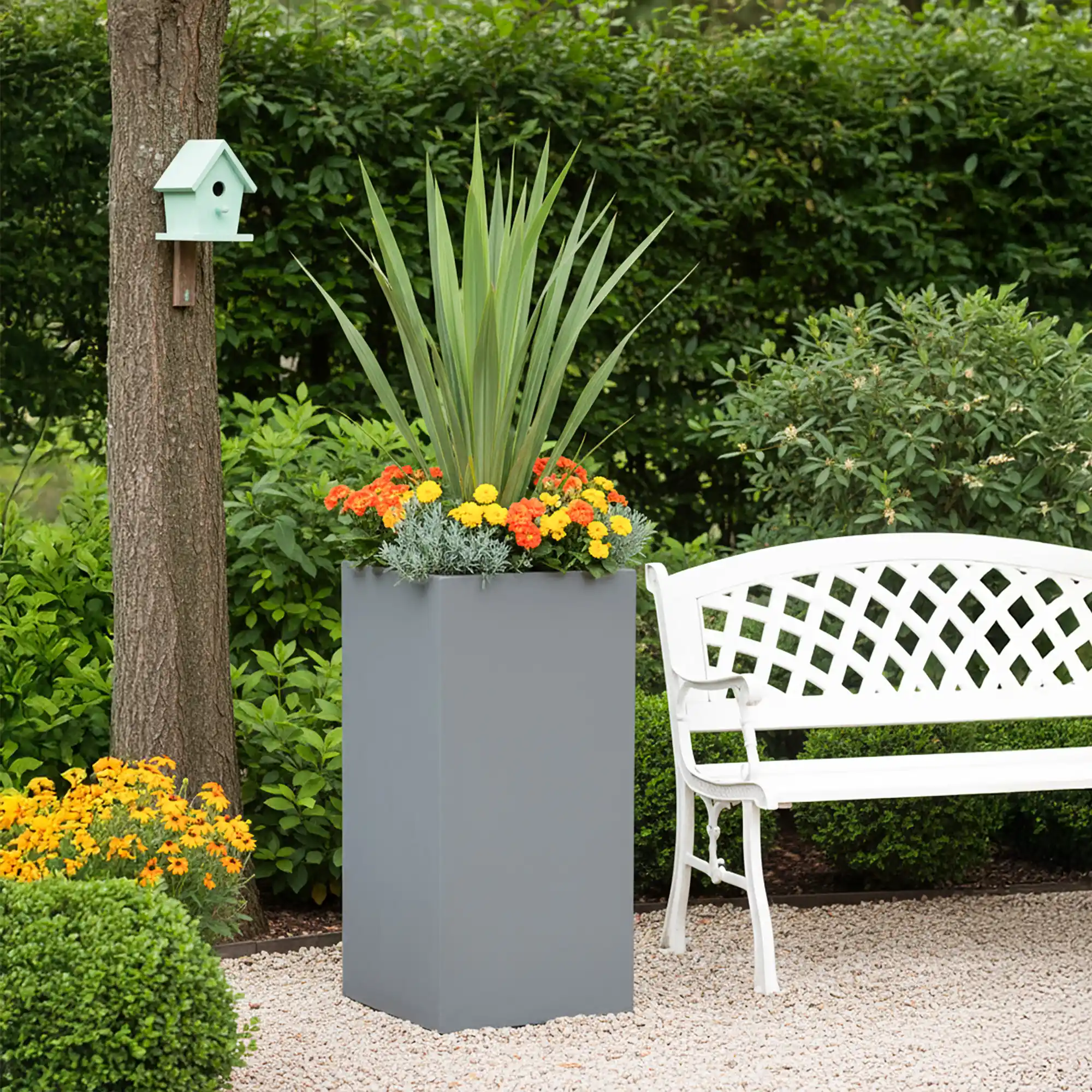 IDEALIST Lite Tall Square Contemporary Light Concrete Planter