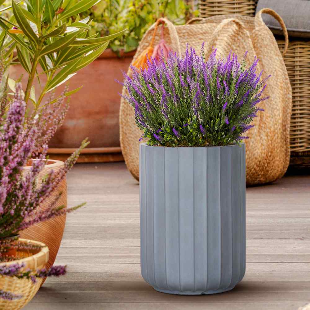 IDEALIST Lite Modern Ribbed Cylinder Round Outdoor Planter