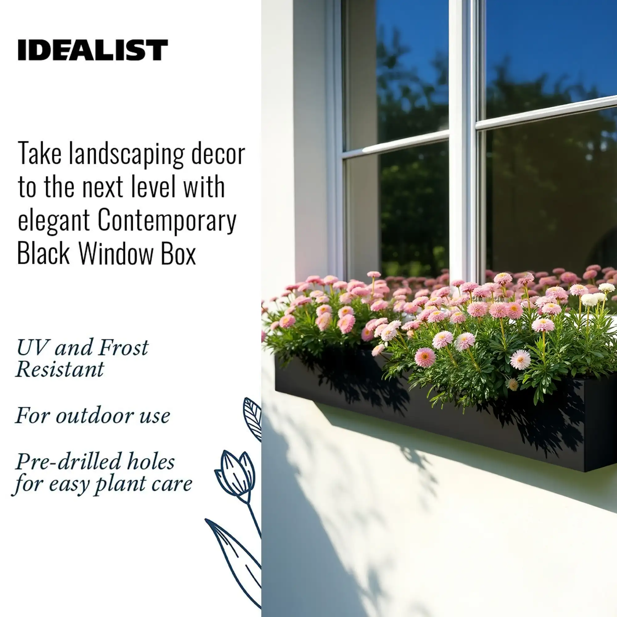 IDEALIST Lite Window Box Light Concrete Planter