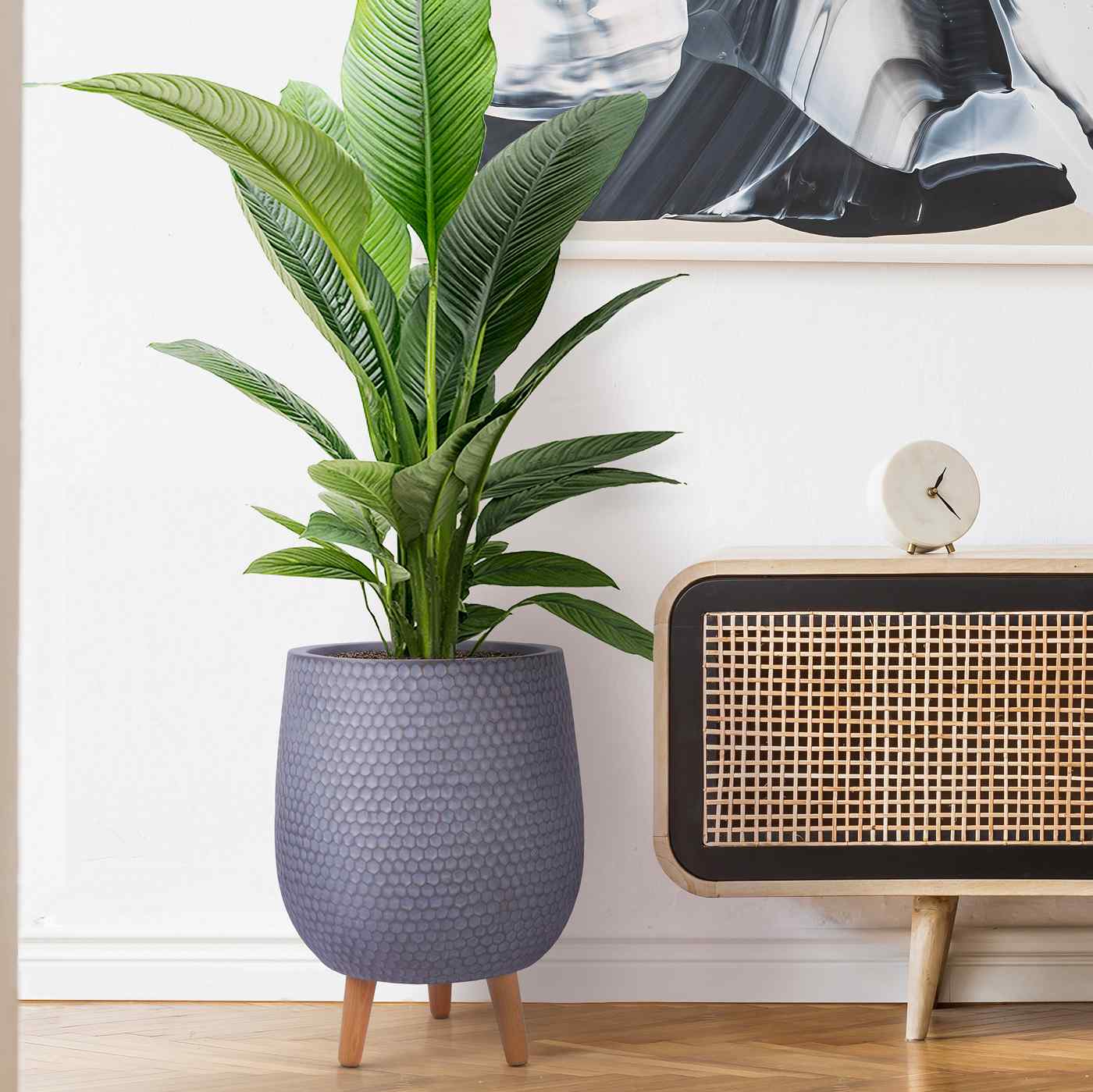 IDEALIST Lite Honeycomb Style Egg Planter on Legs, Round Pot Plant Stand Indoor