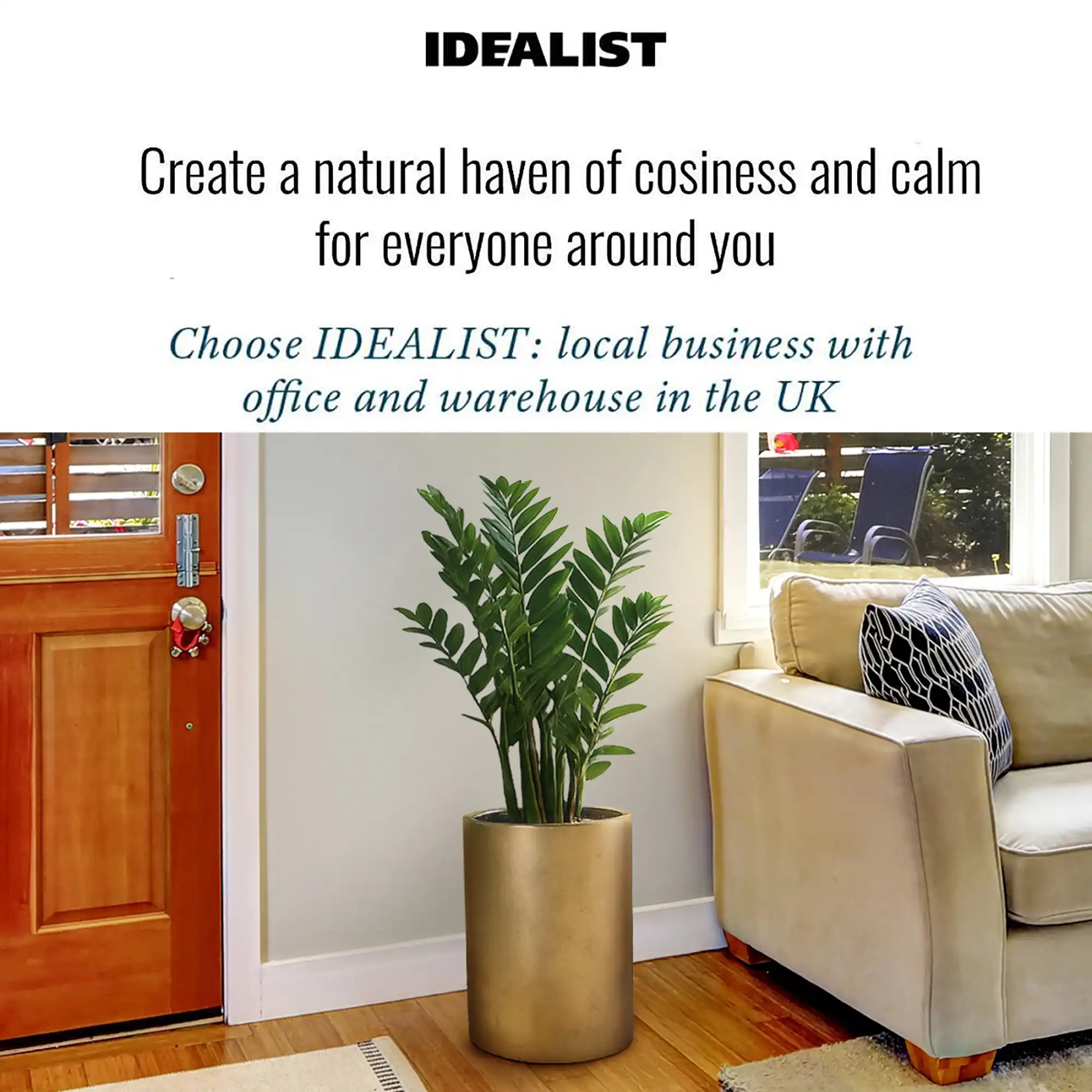 IDEALIST Lite Tall Round Metallic Indoor Planter