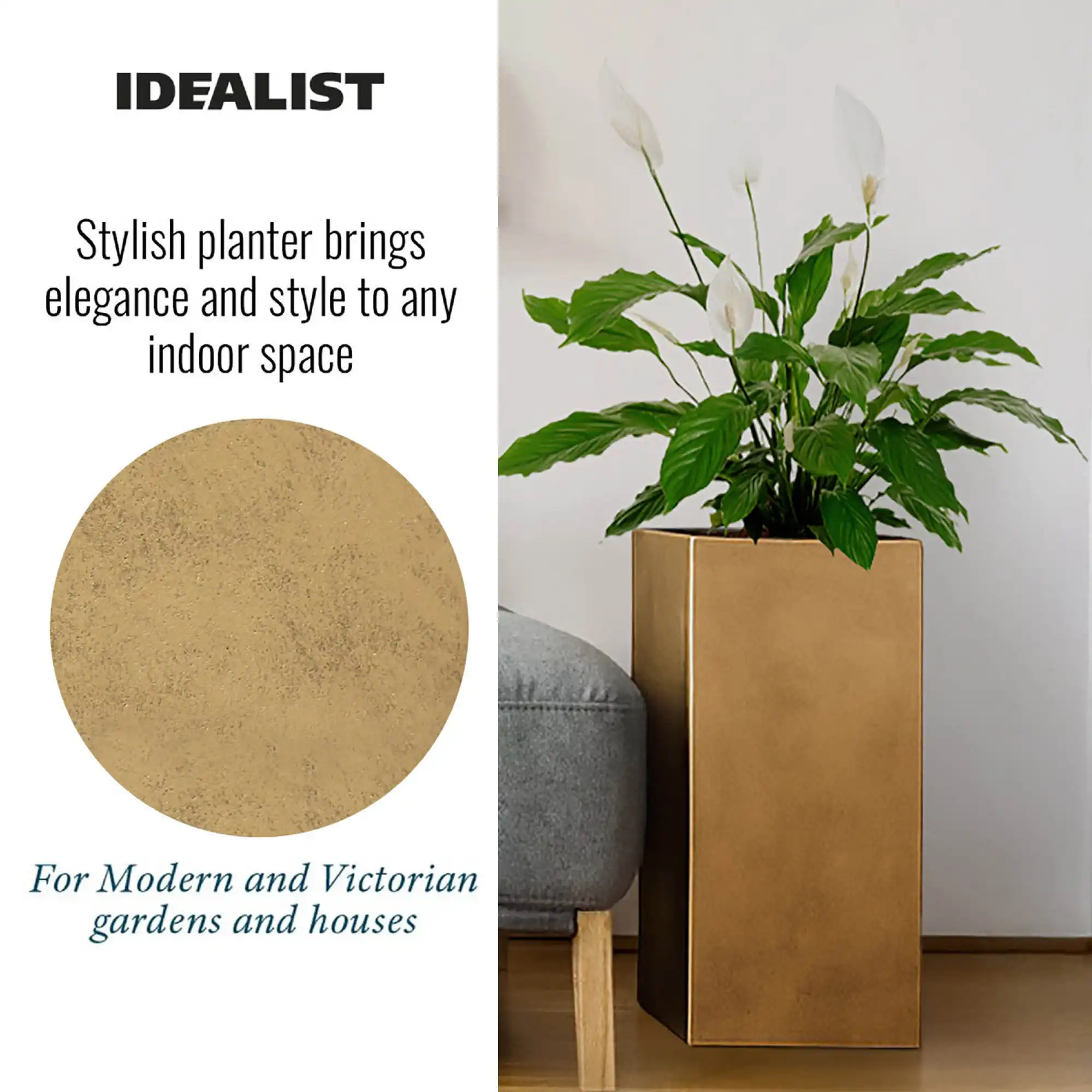 IDEALIST Lite Tall Square Metallic Indoor Planter