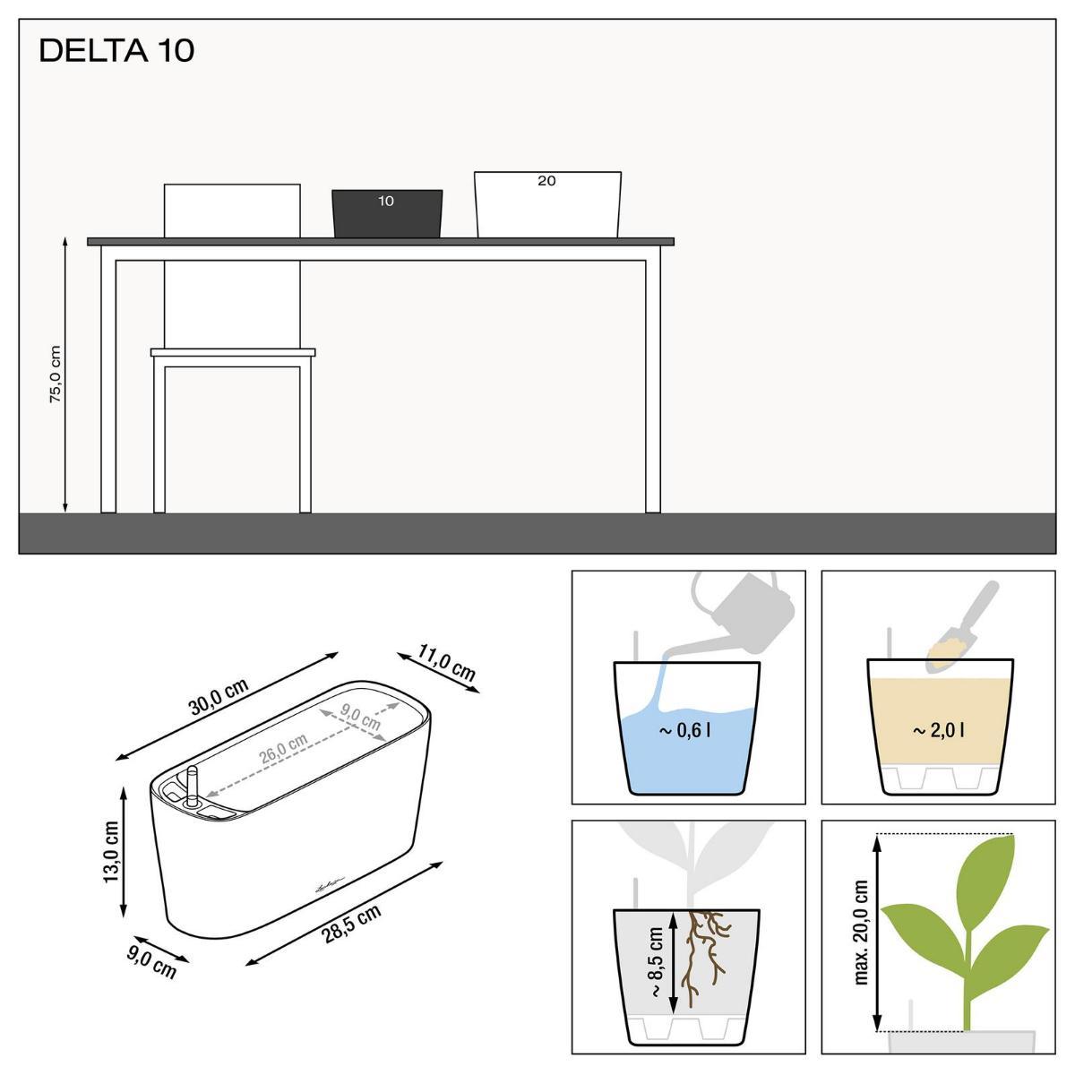 LECHUZA DELTA 10|DELTA 20 Poly Resin Indoor Self-watering Planter