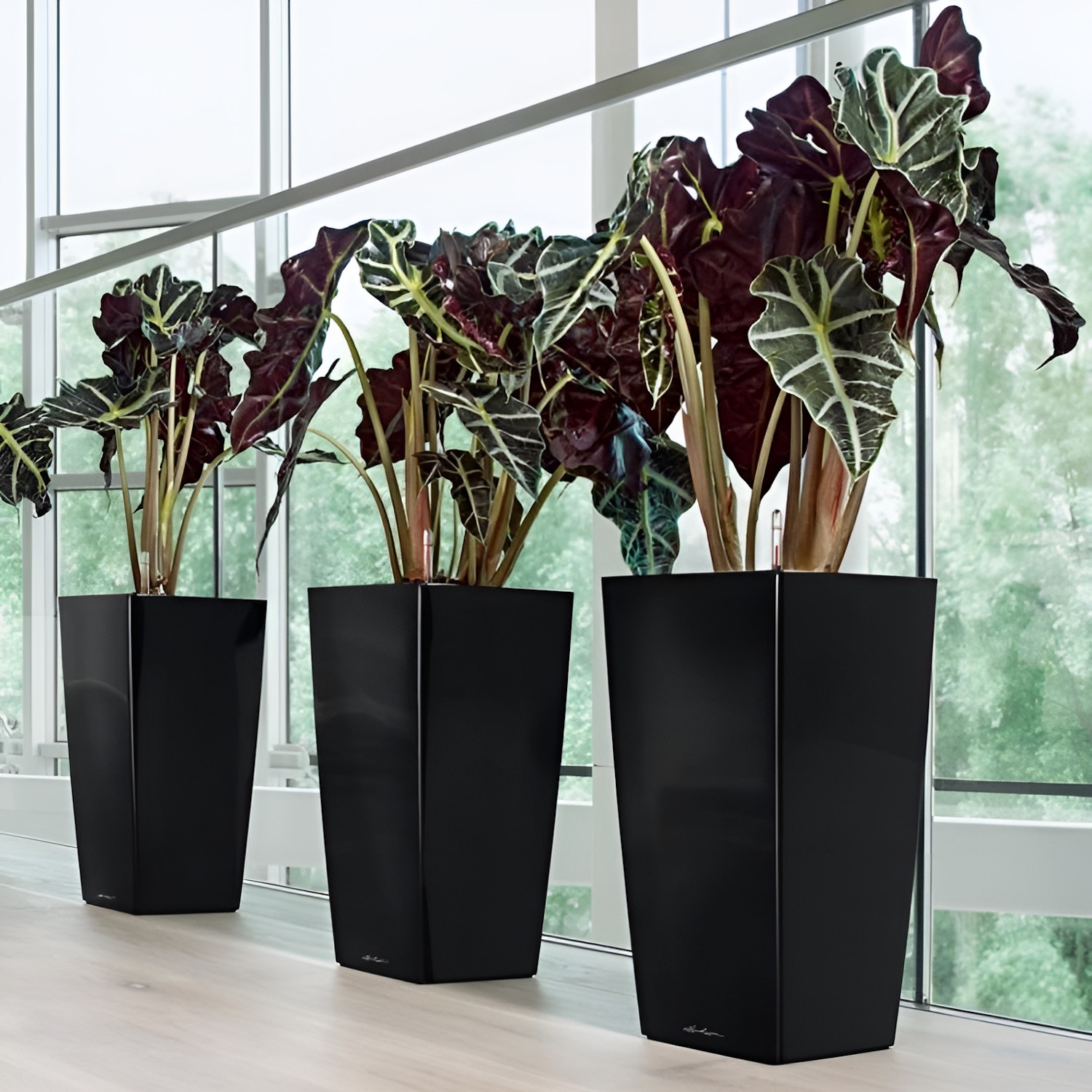 LECHUZA CUBICO Square Tall Poly Resin Self-watering Planter