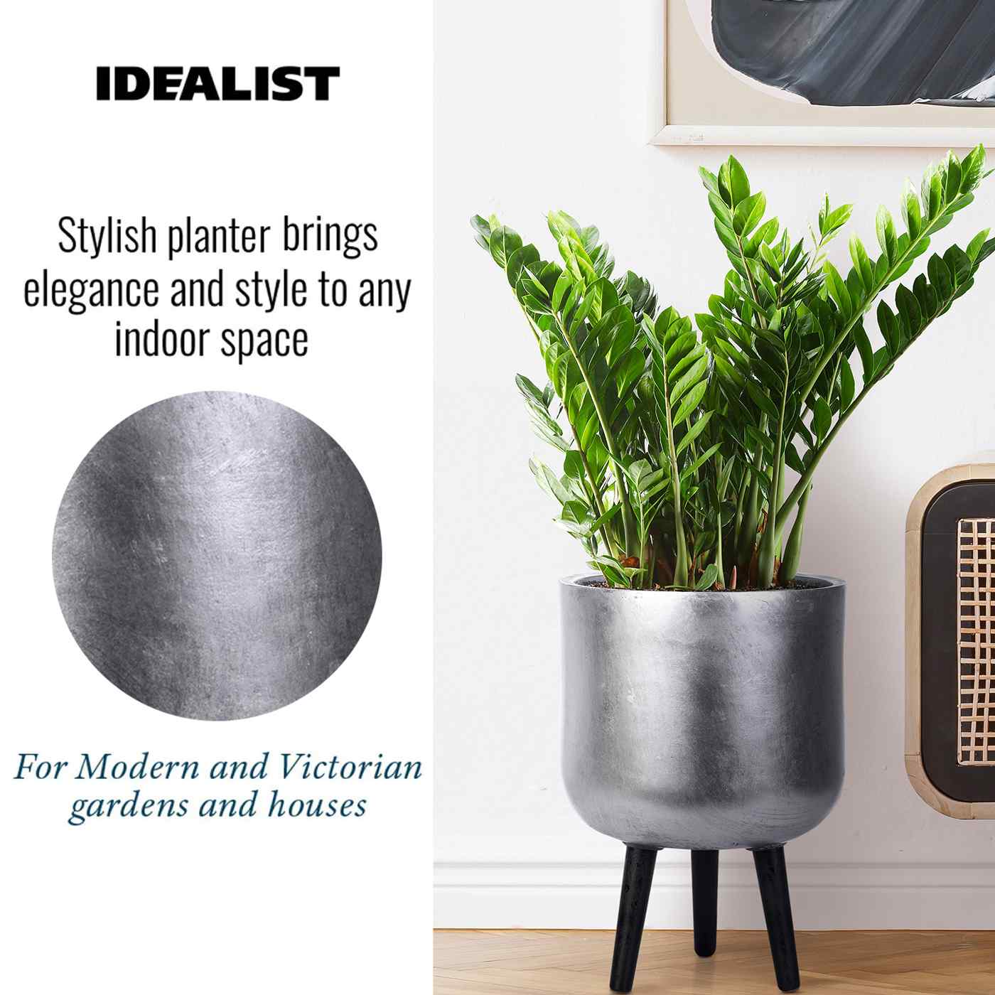 IDEALIST Lite Round Planter on Legs, Round Pot Plant Stand Indoor