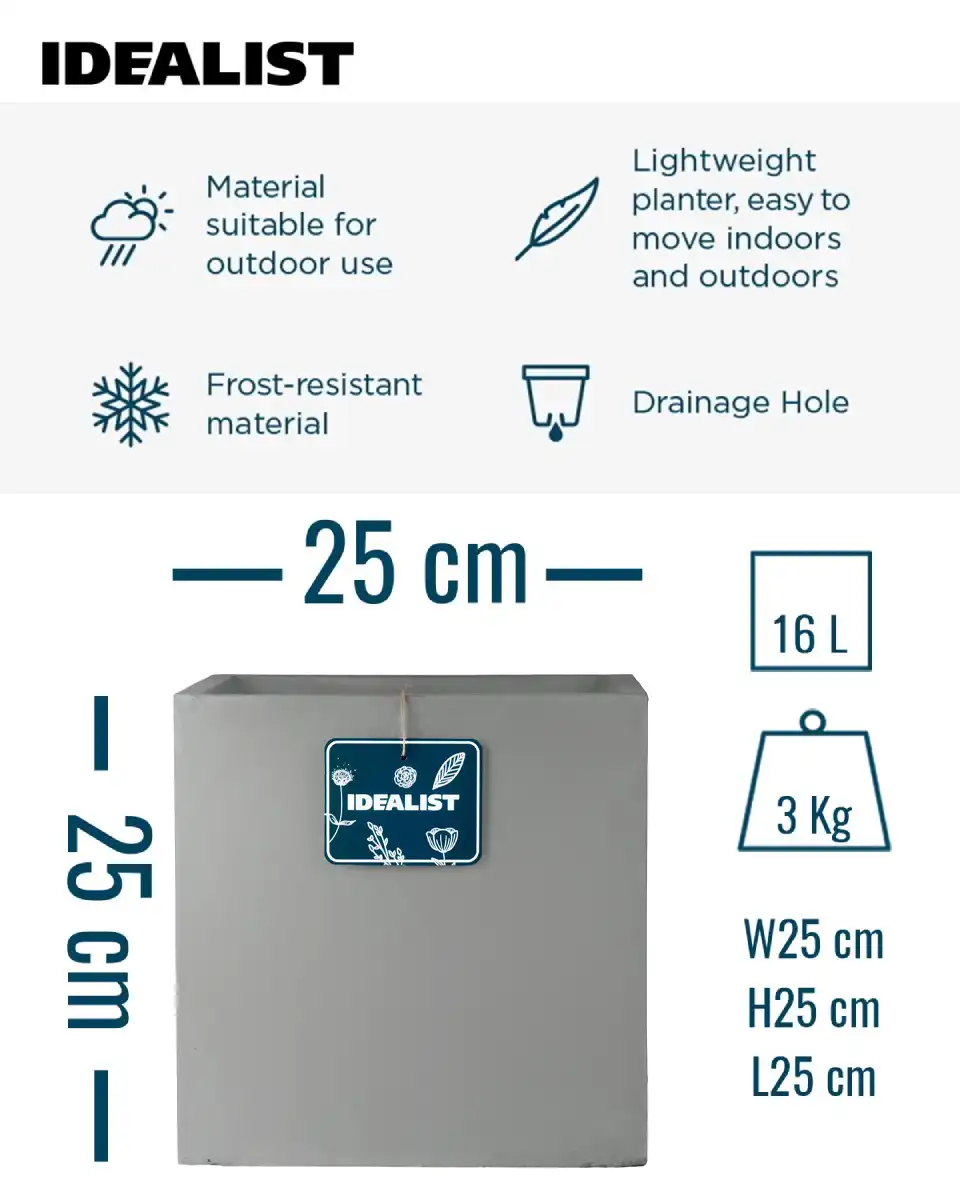 IDEALIST Lite Square Box Contemporary Light Concrete Planter