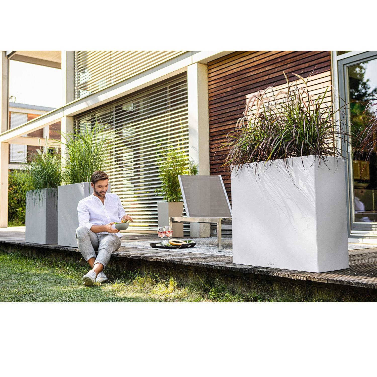 LECHUZA CANTO Stone Wide Trough Poly Resin Floor Self-watering Planter