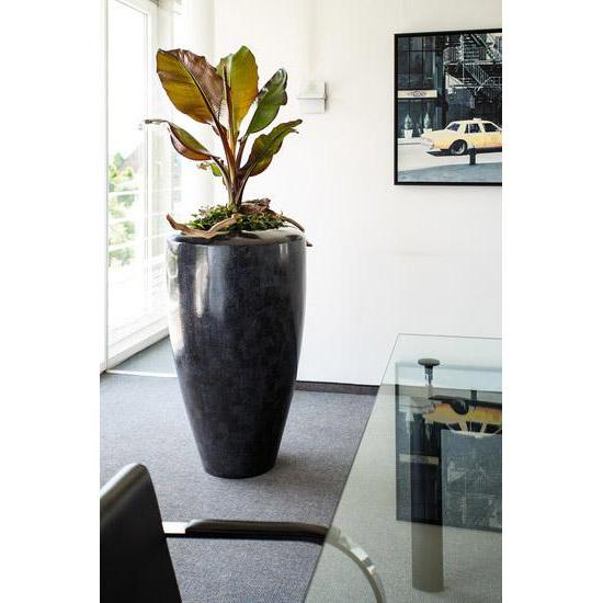 Geo Round Tall Polystone Indoor Planter