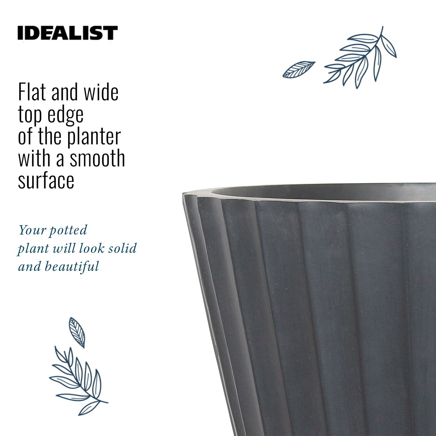 IDEALIST Lite Vintage Ribbed Round Vase Outdoor Planter