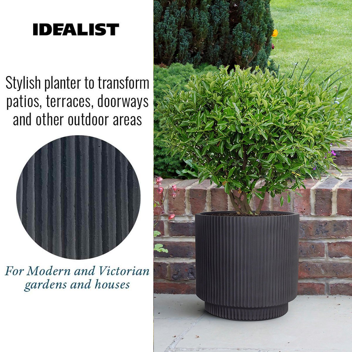 IDEALIST Lite Vertical Ribbed Cylinder Outdoor Planter