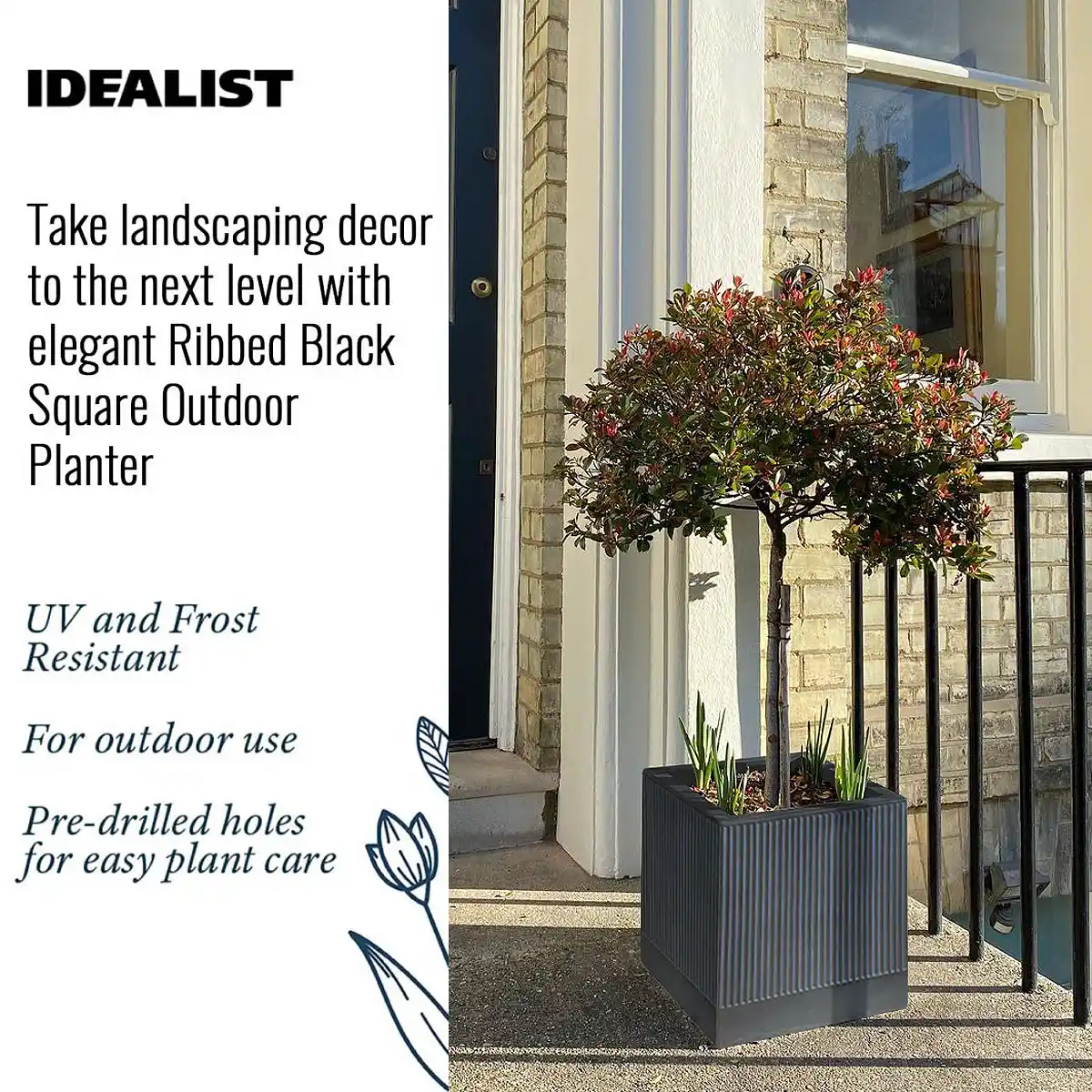 IDEALIST Lite Ribbed Square Outdoor Planter