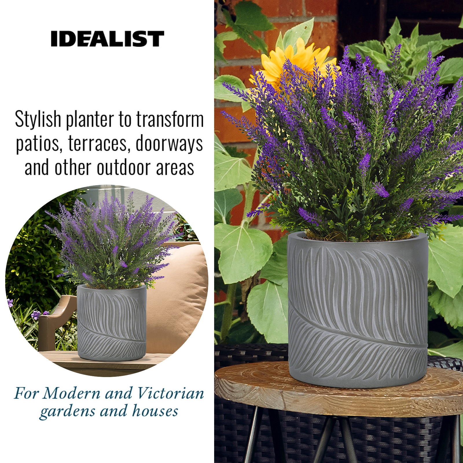IDEALIST Lite Leaf Embossed Round Planter