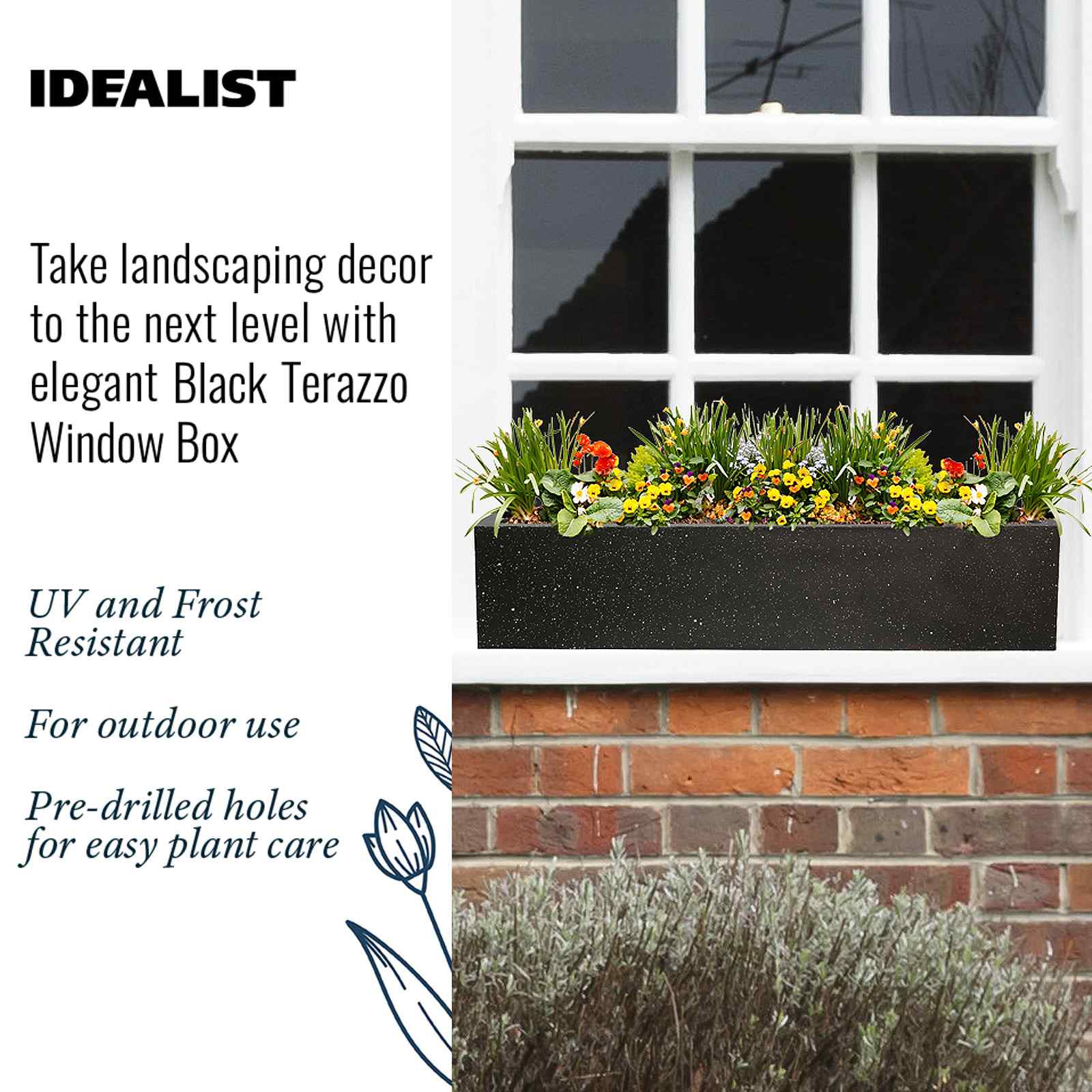 IDEALIST Lite Window Box Light Concrete Planter