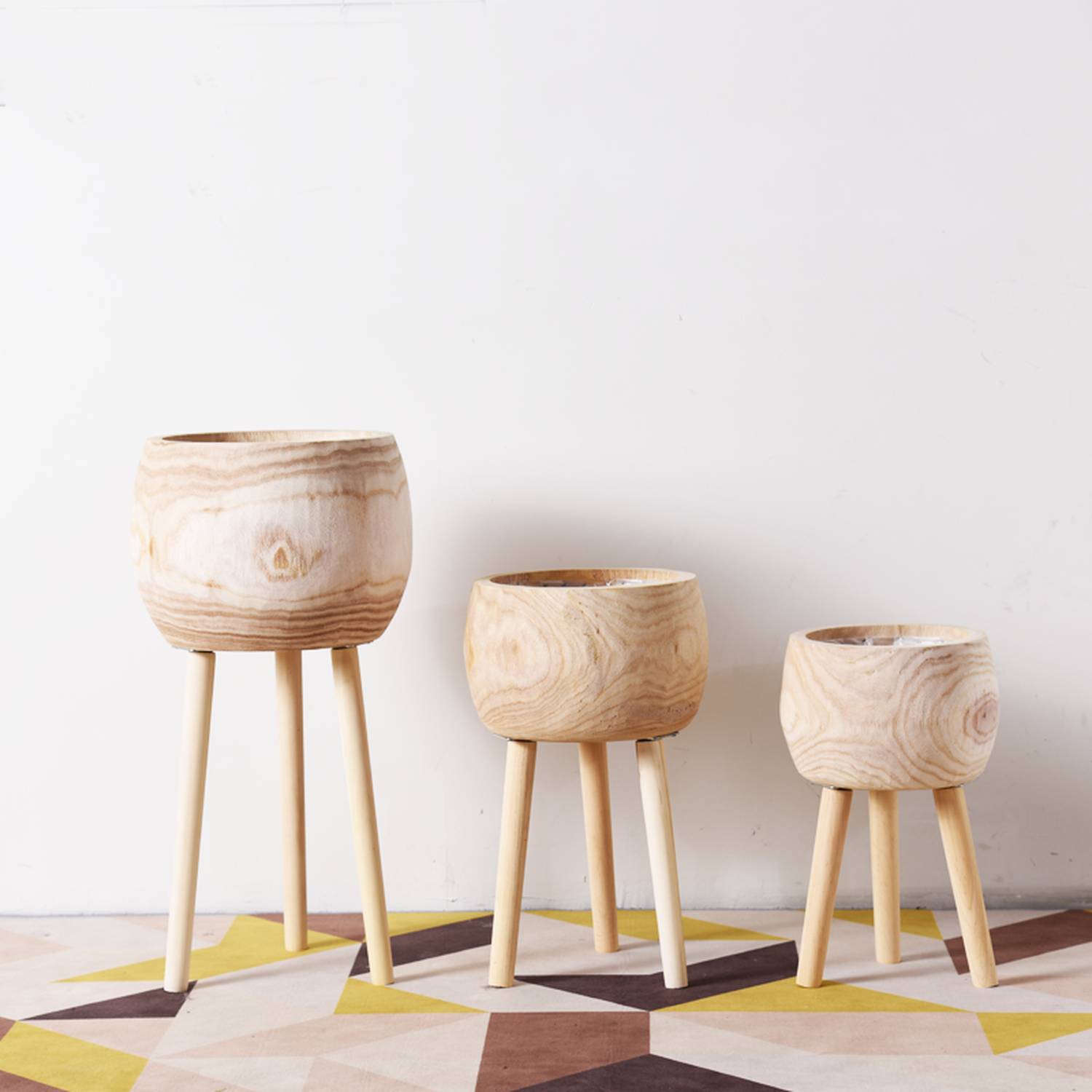 HORTICO TREND Wooden House Planter with Legs, Tall Indoor Plant Pot Stand with Waterproof Liner