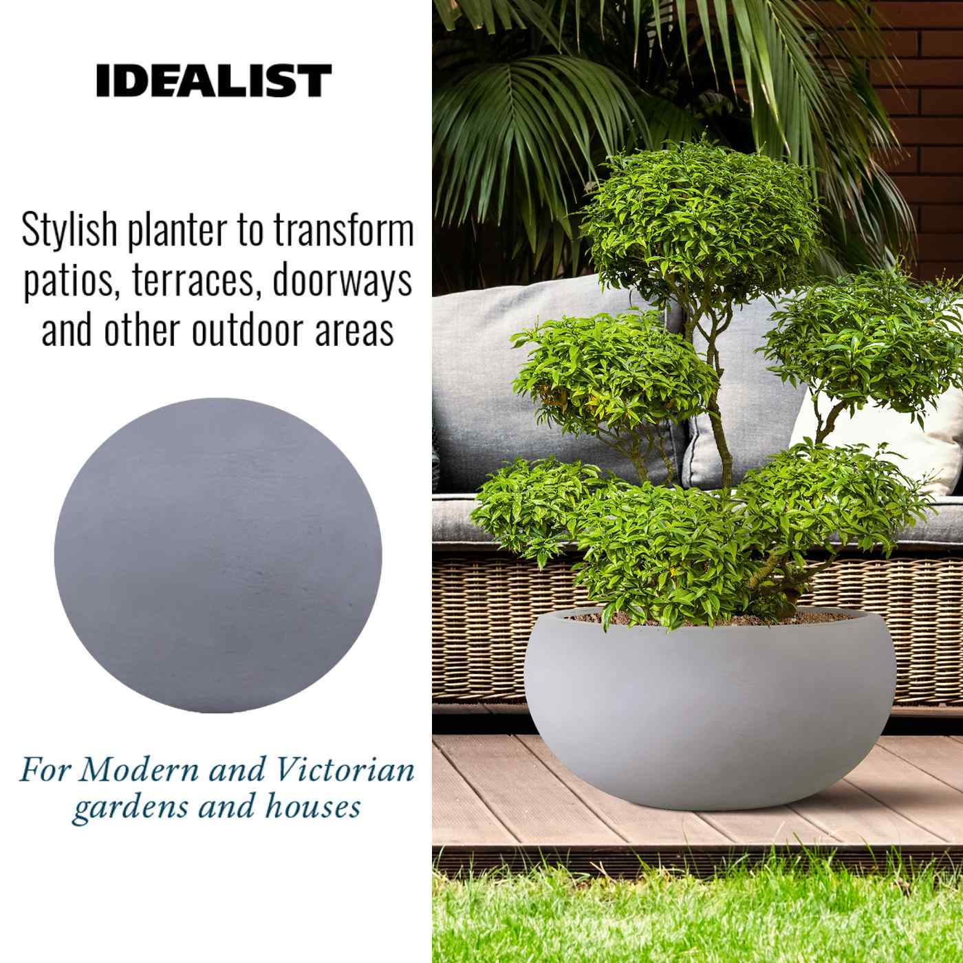 IDEALIST Lite Classic Smooth Bowl Outdoor Planter