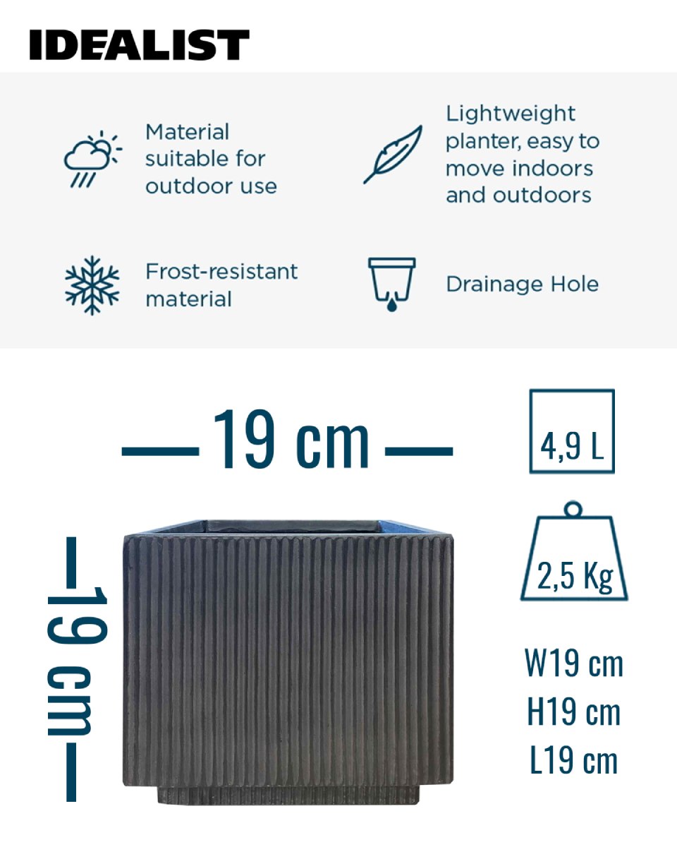 IDEALIST Lite Vertical Ribbed Square Effect Outdoor Planter
