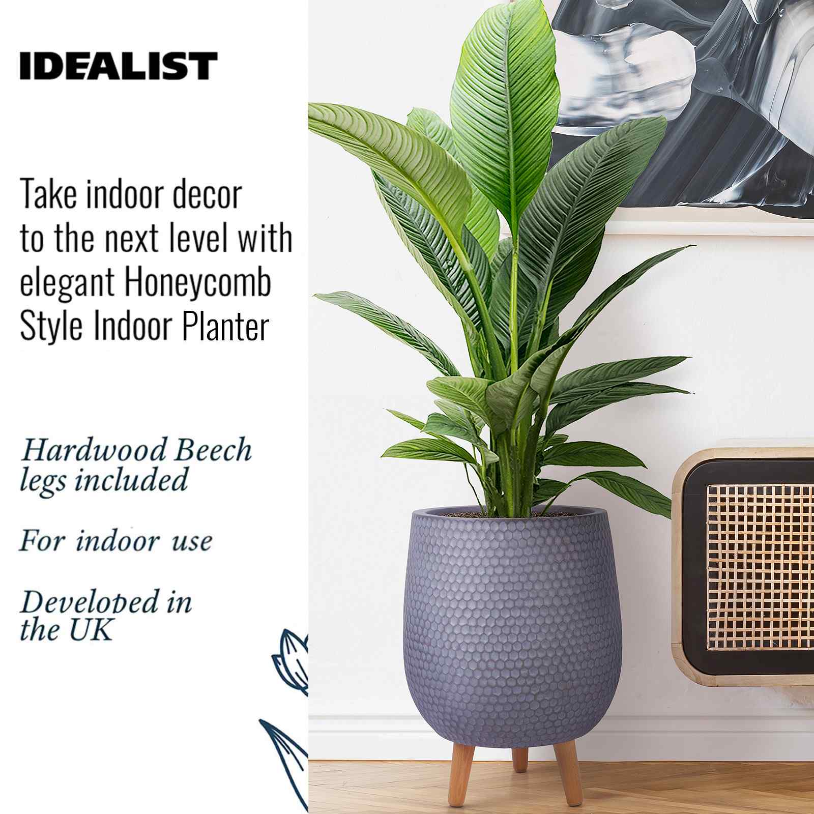 IDEALIST Lite Honeycomb Style Egg Planter on Legs, Round Pot Plant Stand Indoor