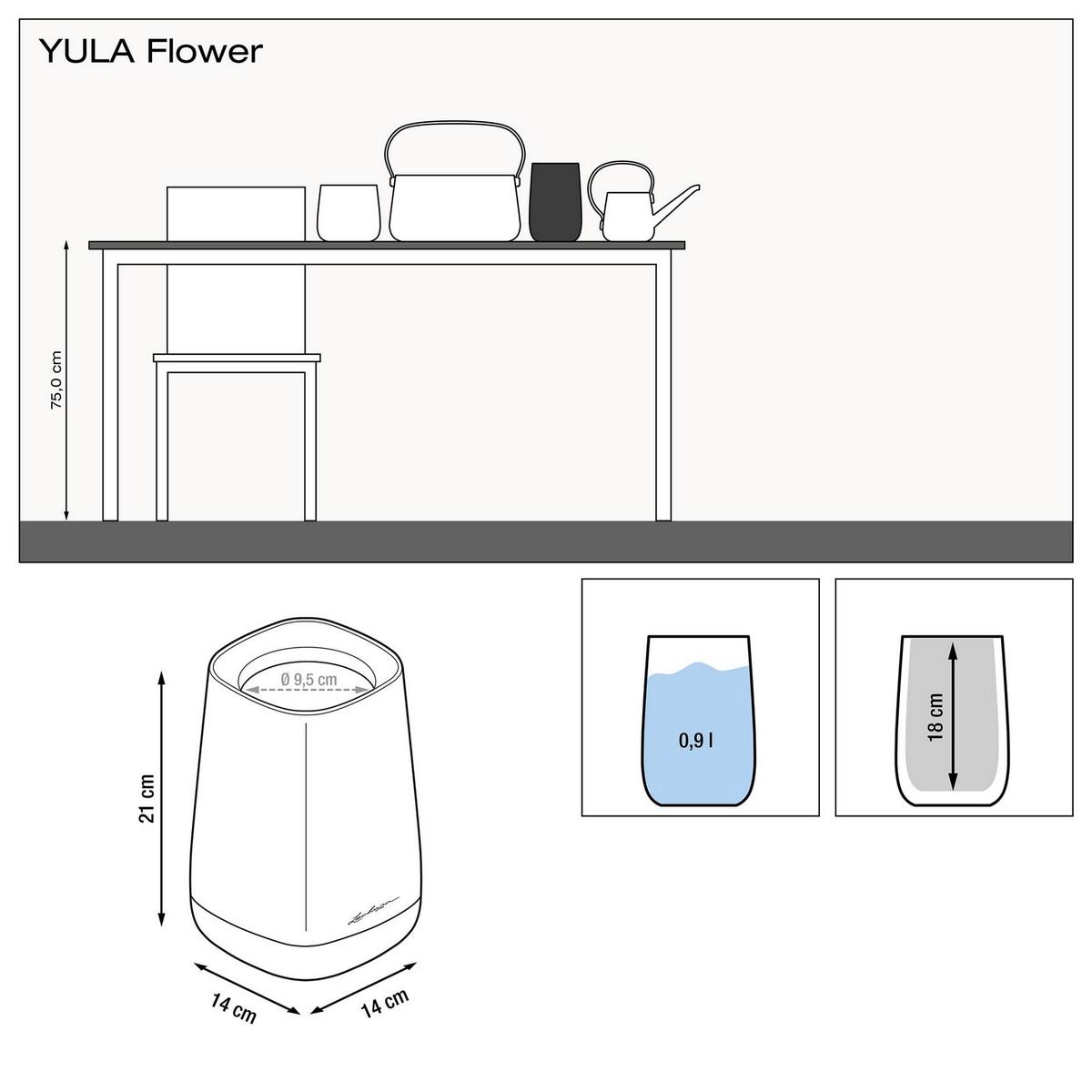 LECHUZA YULA Flower Tall Square Poly Resin Indoor Planter