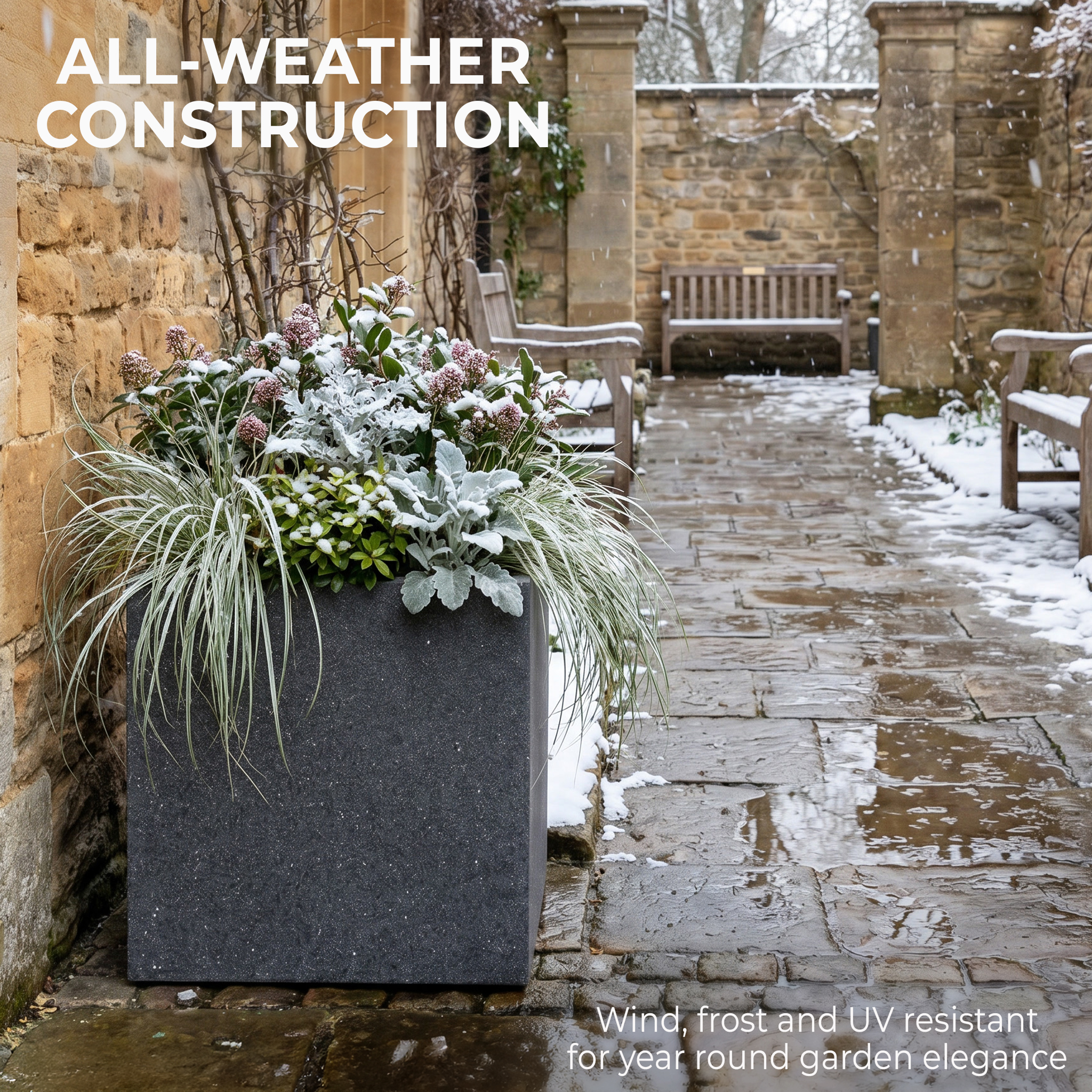 IDEALIST Lite Textured Concrete Effect Square Outdoor Planter