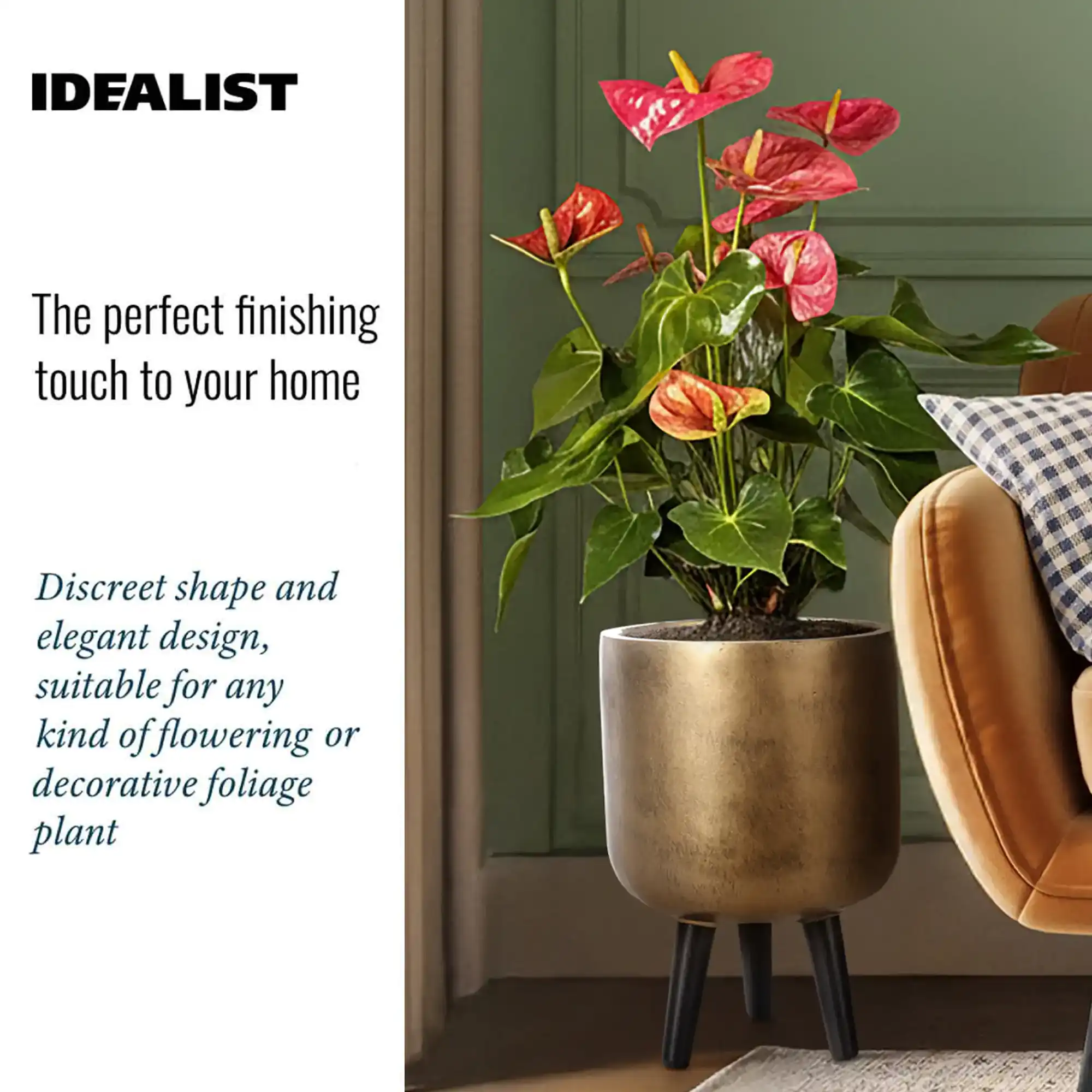 IDEALIST Lite Round Planter on Legs, Round Pot Plant Stand Indoor