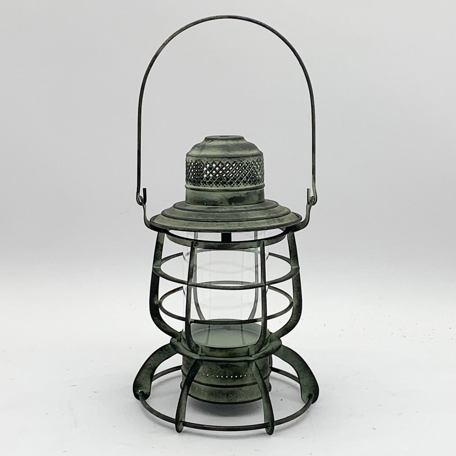 Round Metal Lattice Garden Dark Silver Lantern by Minster