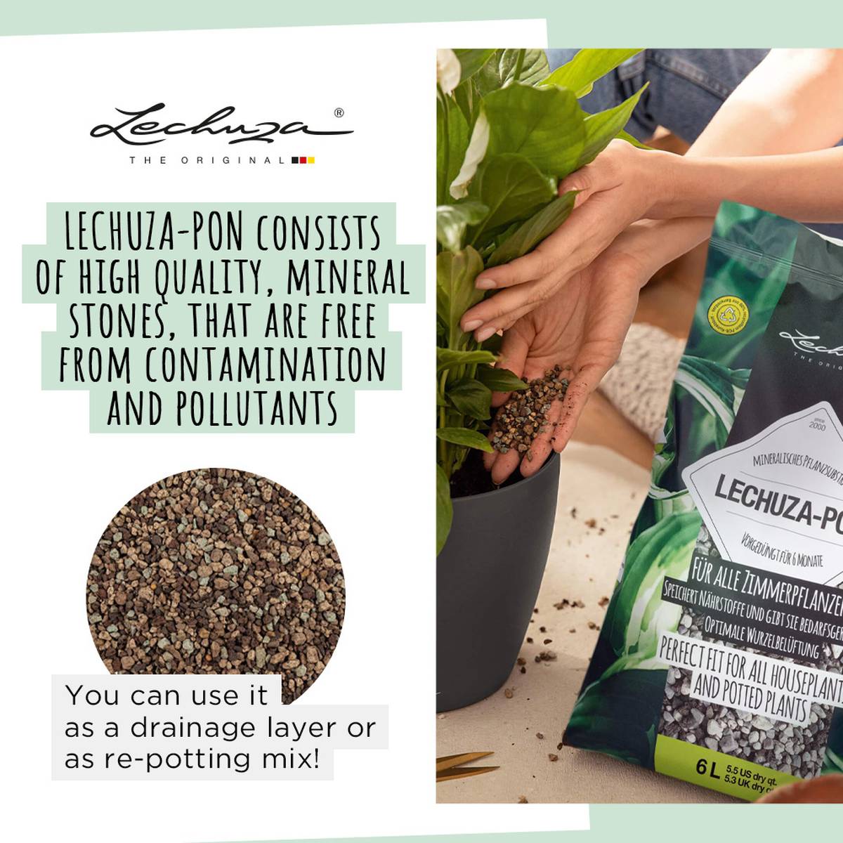 LECHUZA PON Peat-Free Houseplant Potting Mix for Indoor Plants Potting Compost for Plants Indoors